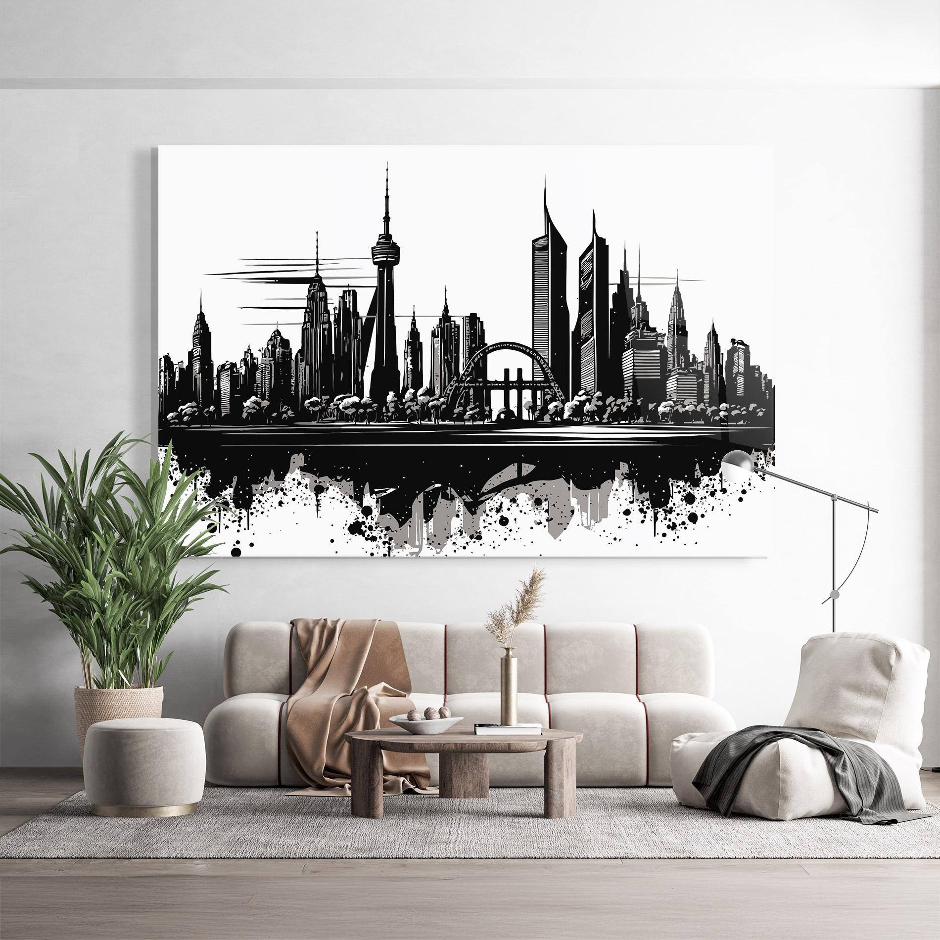 Glasbild Black Ink City mockup 9