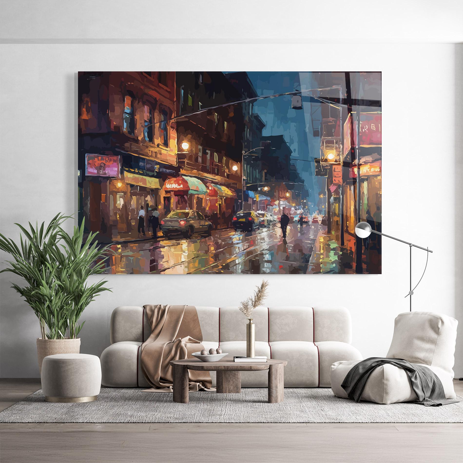 Glasbild City Cars Night mockup 9