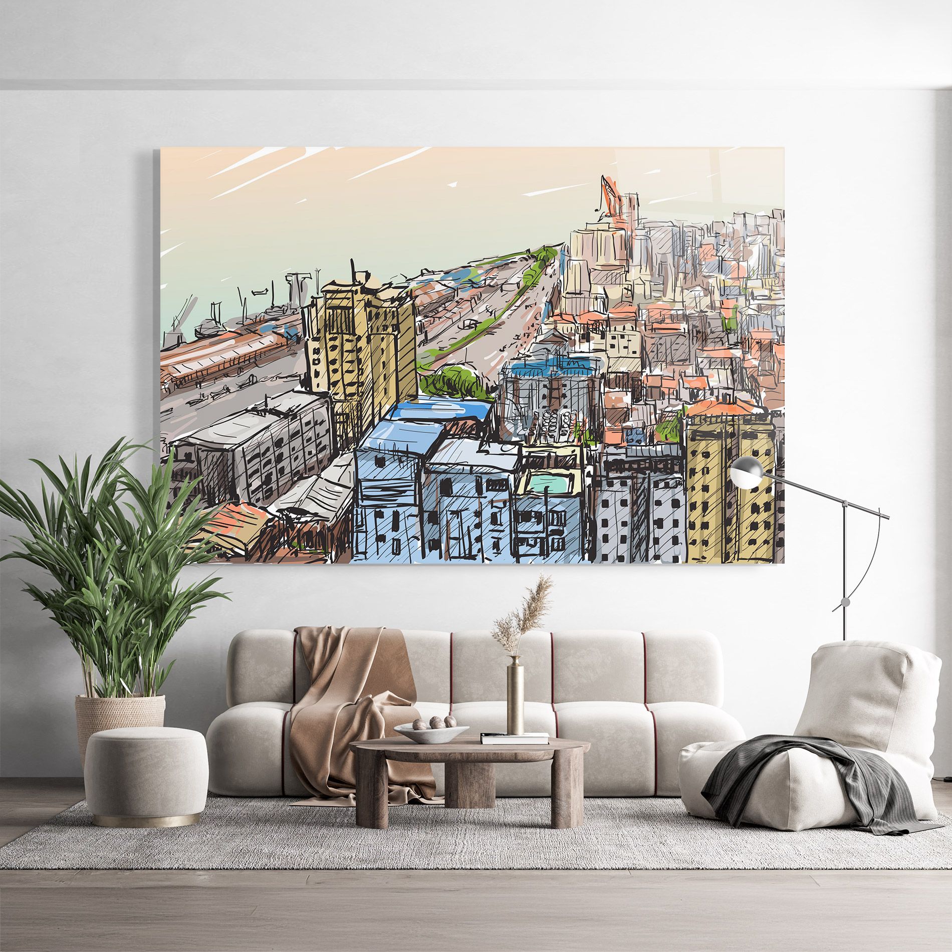 Colorful City Drawing mockup 9