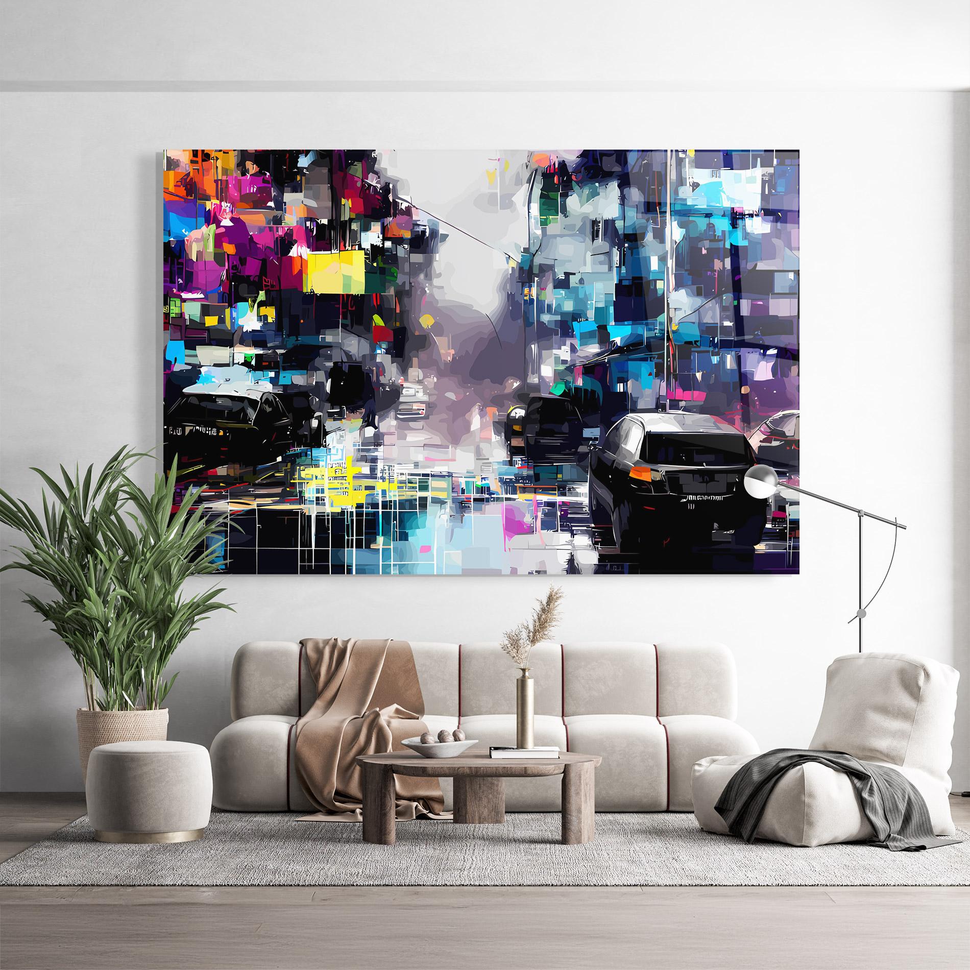 Glasbild Grunge City Street mockup 9