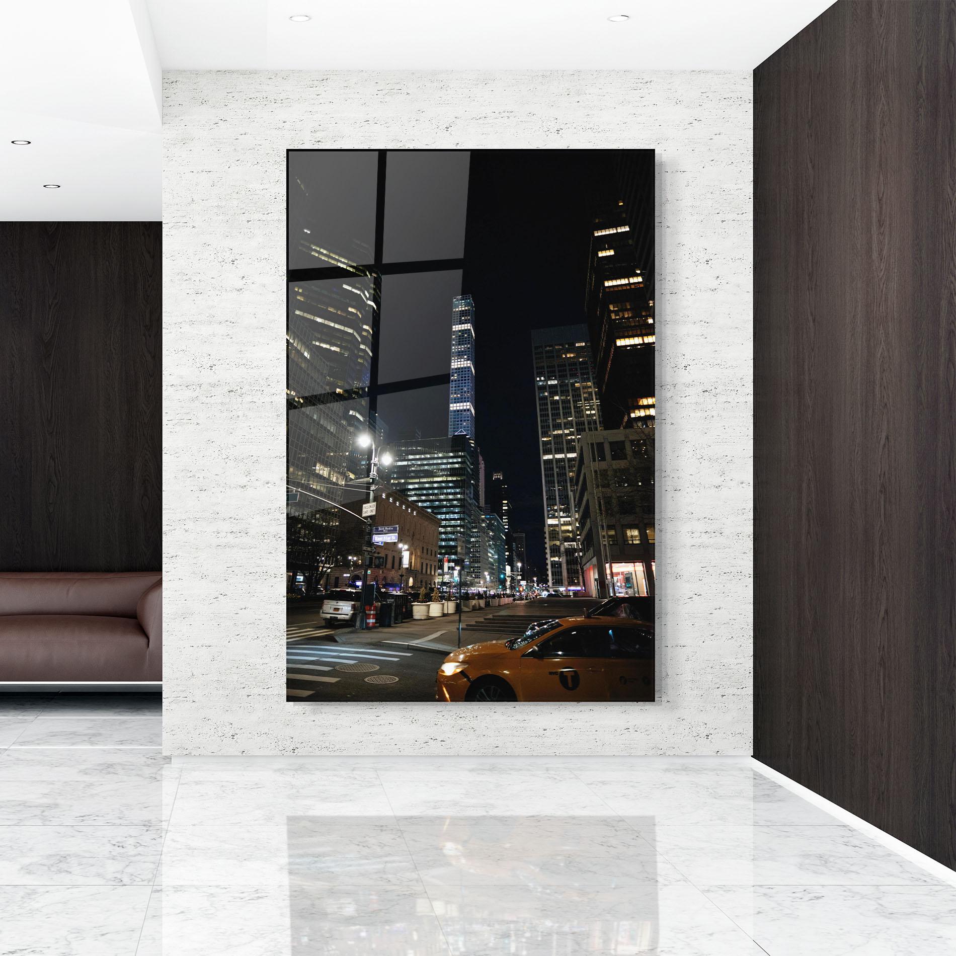 Glasbild Skyline Night Light mockup 9