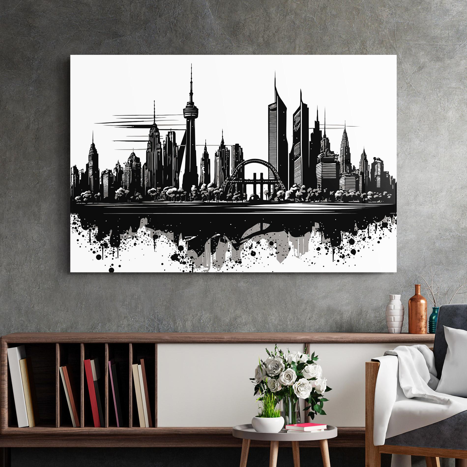Glasbild Black Ink City mockup 2