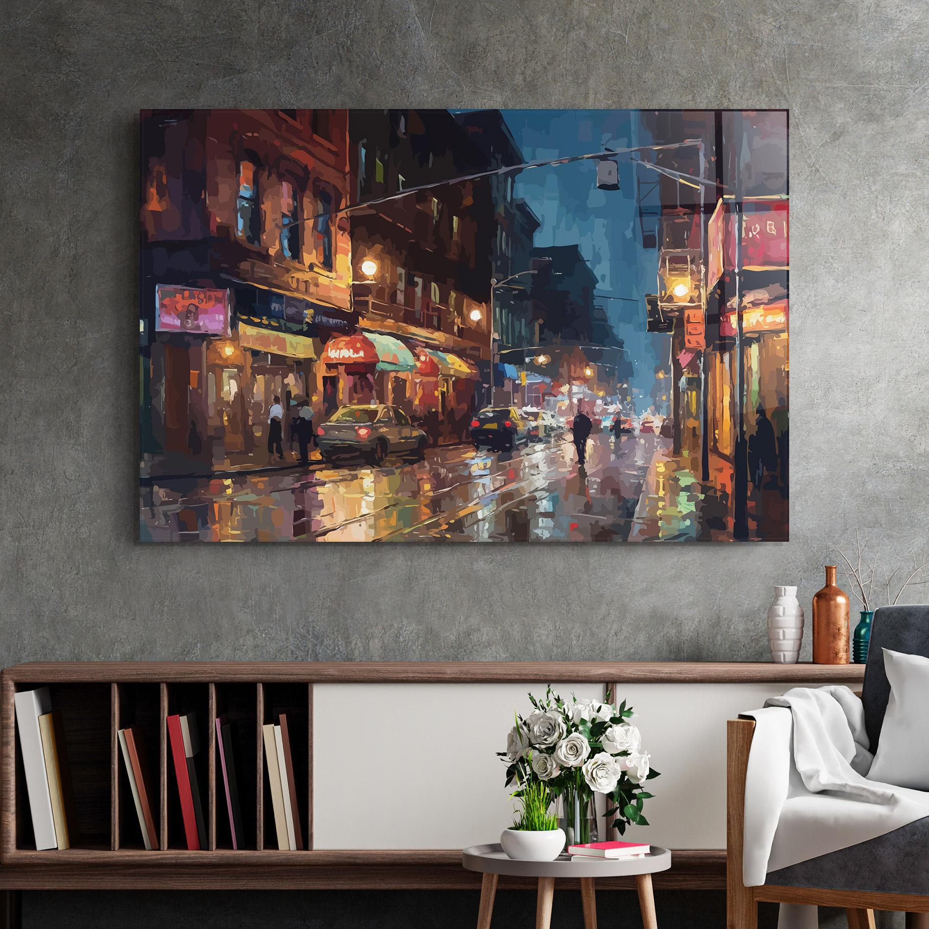 Glasbild City Cars Night mockup 2