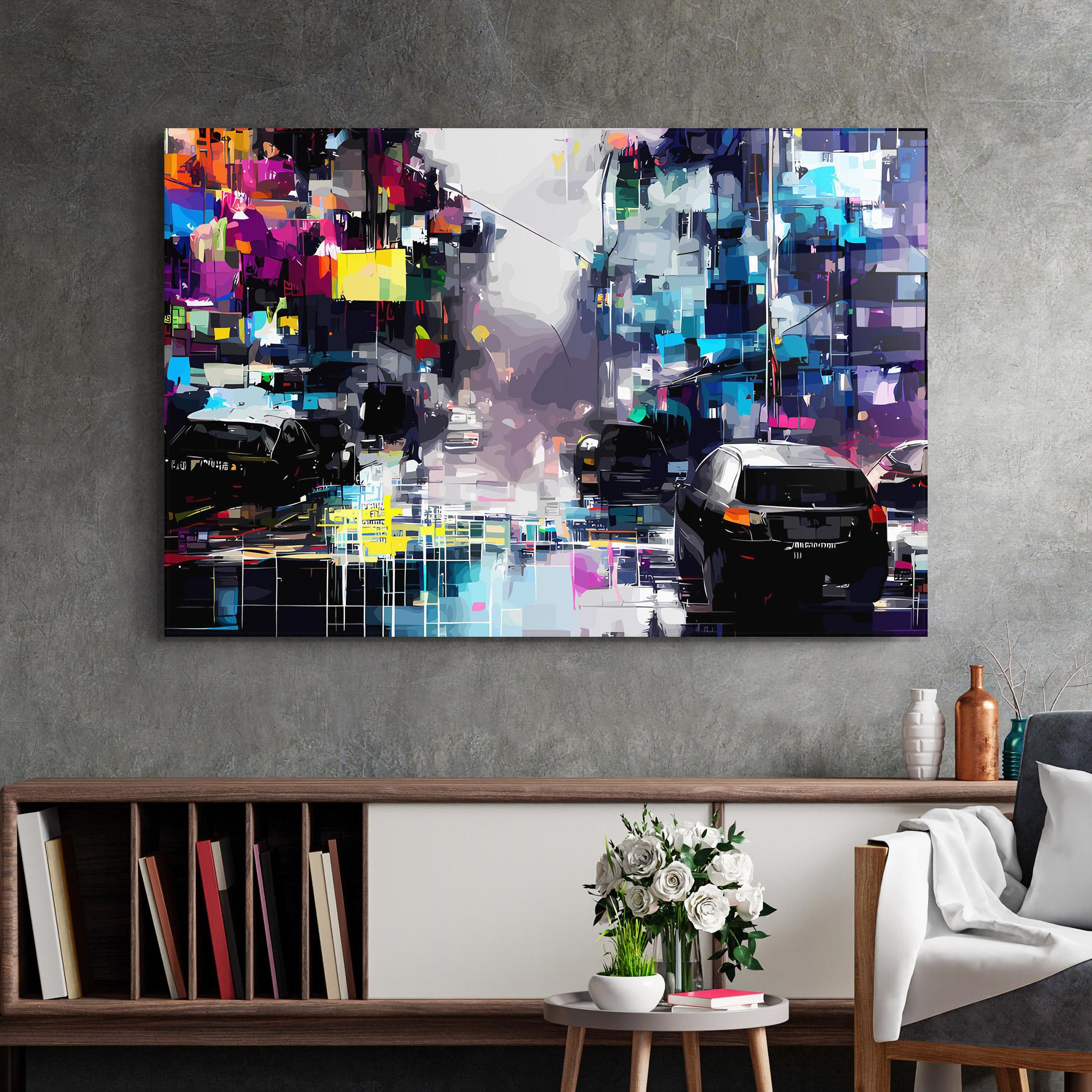 Glasbild Grunge City Street mockup 2