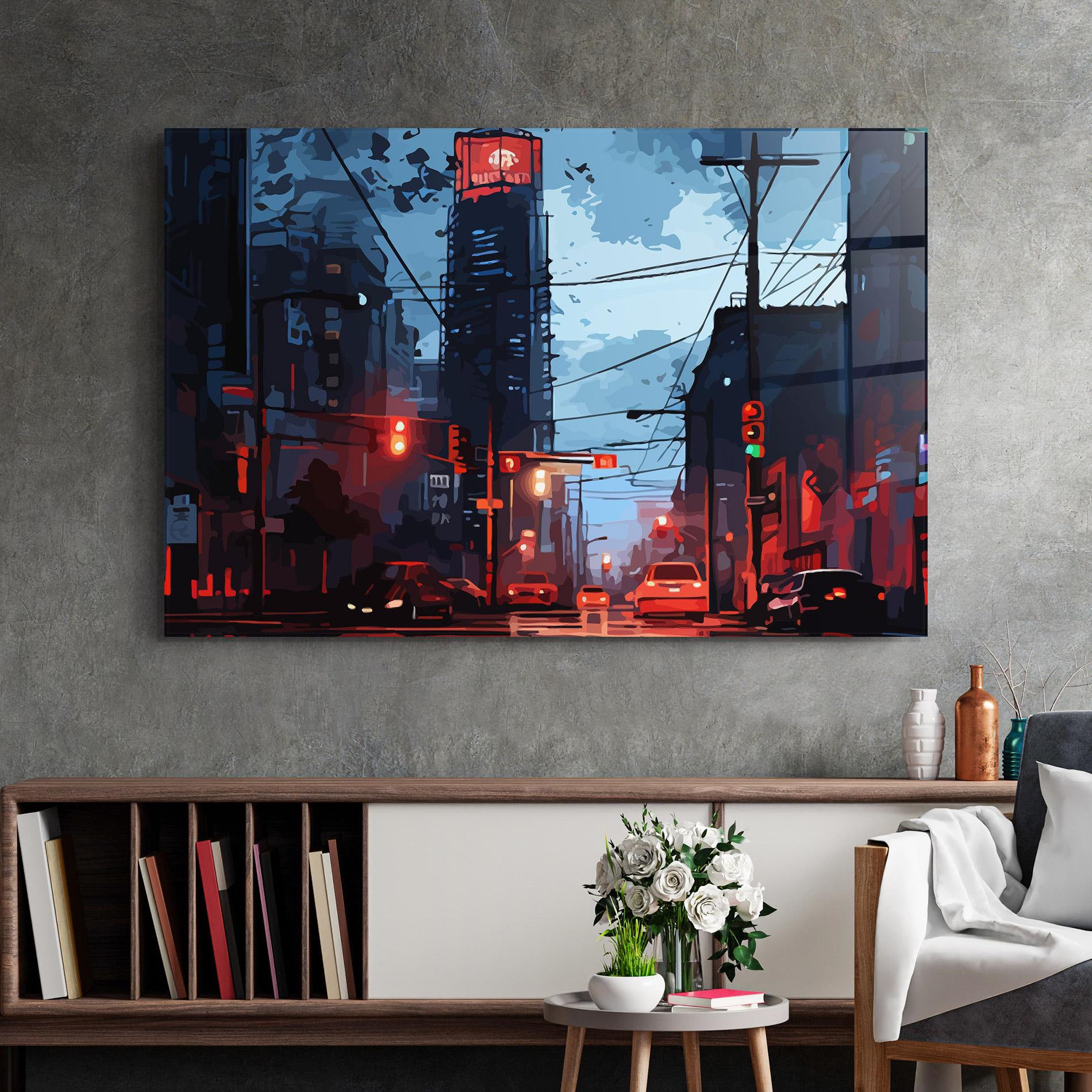 Glasbild Red City Light mockup 2