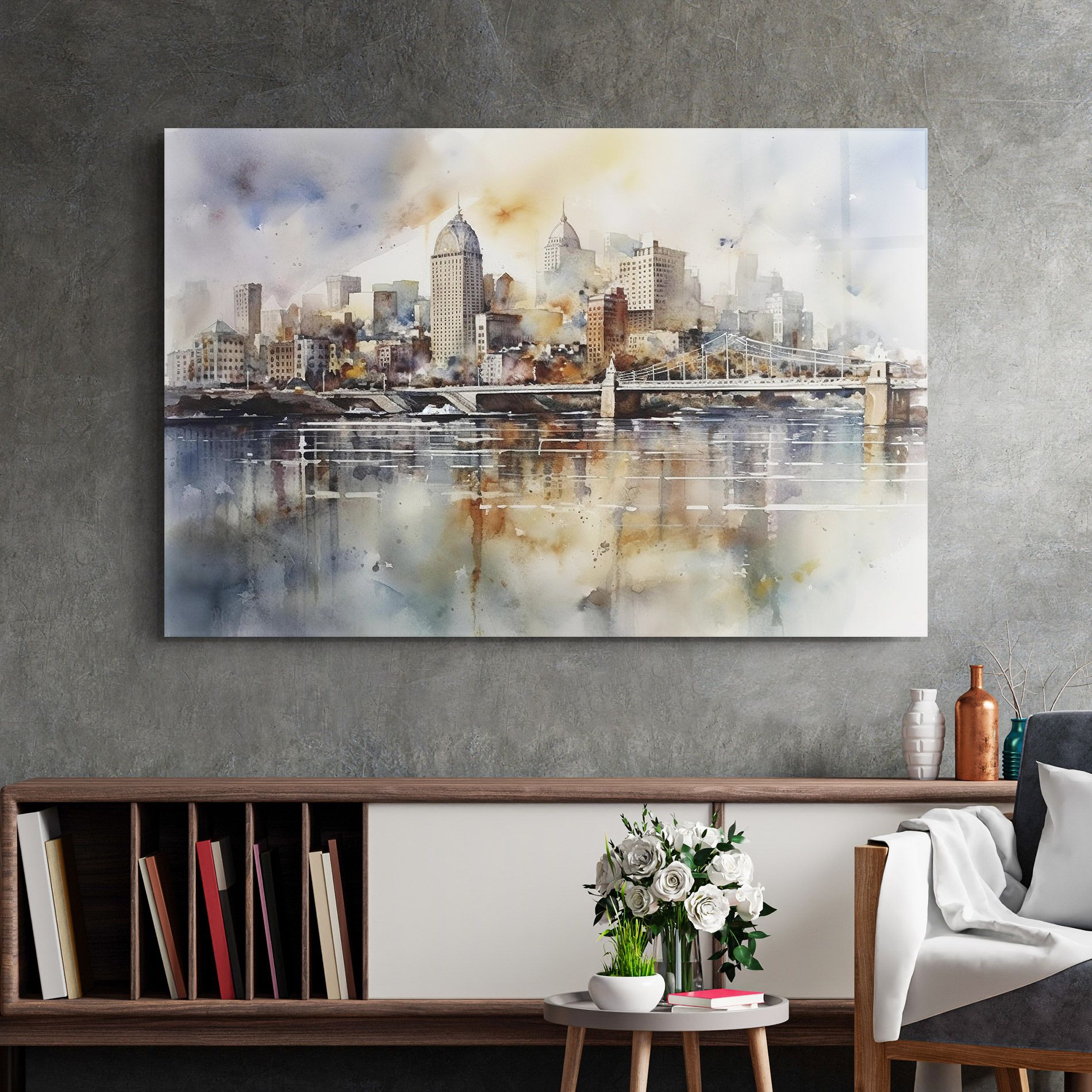 Watercolor Skyline mockup 2