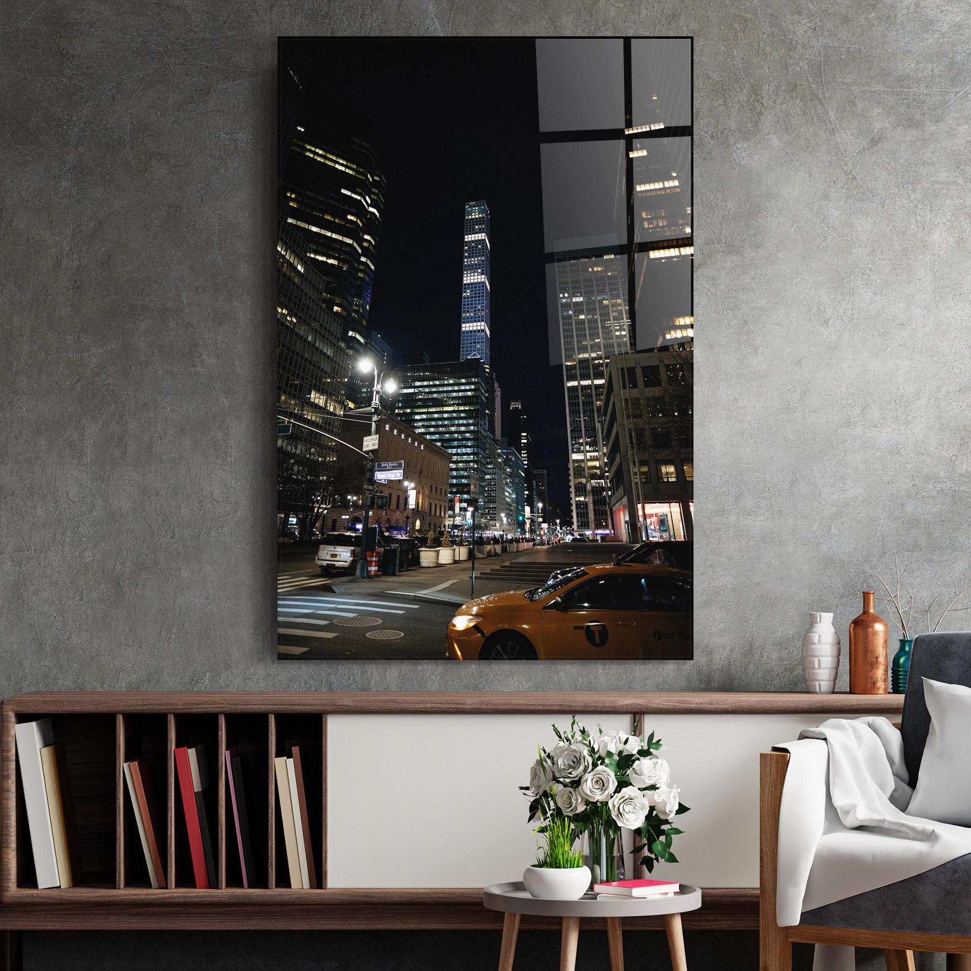 Glasbild Skyline Night Light mockup 2