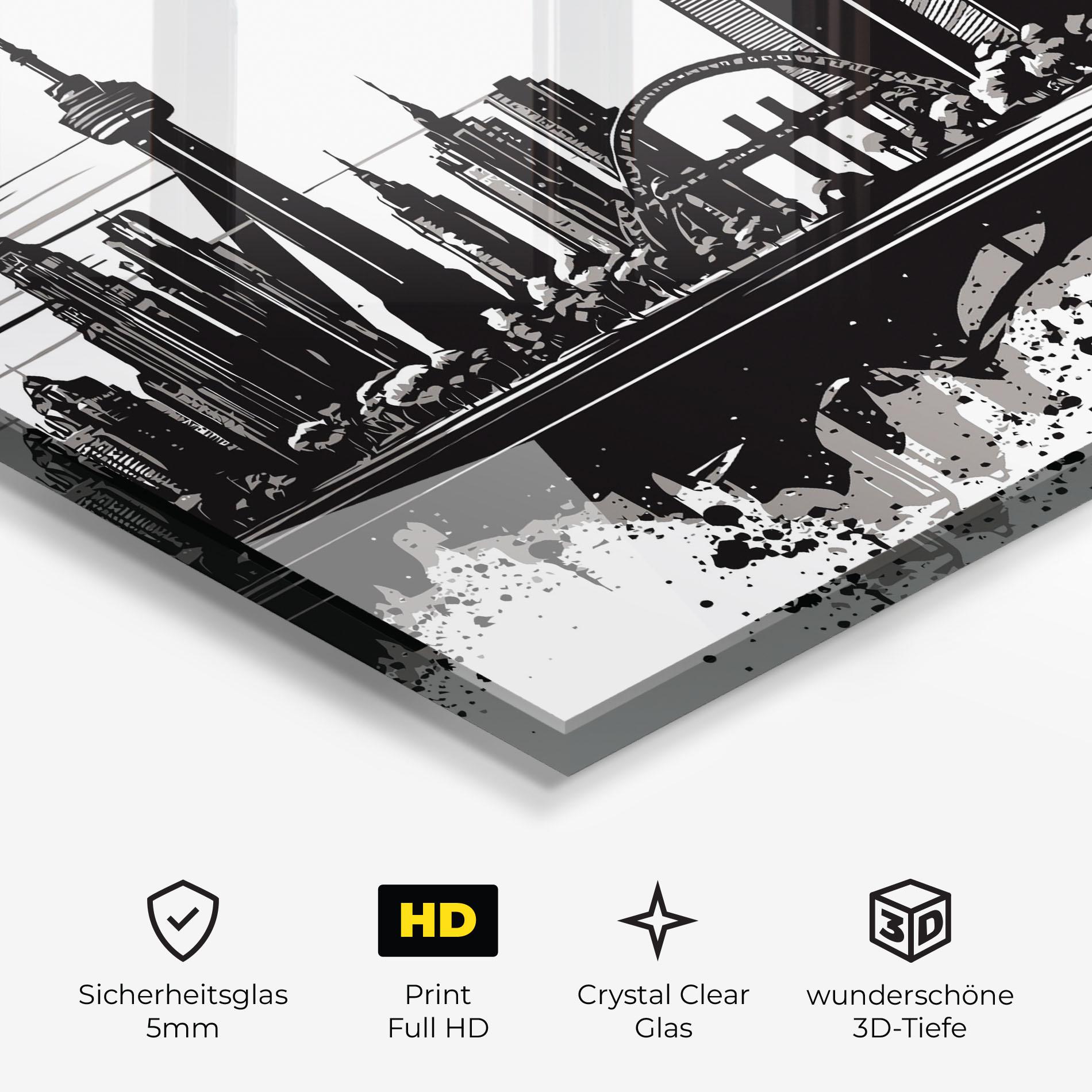Glasbild Black Ink City mockup 3