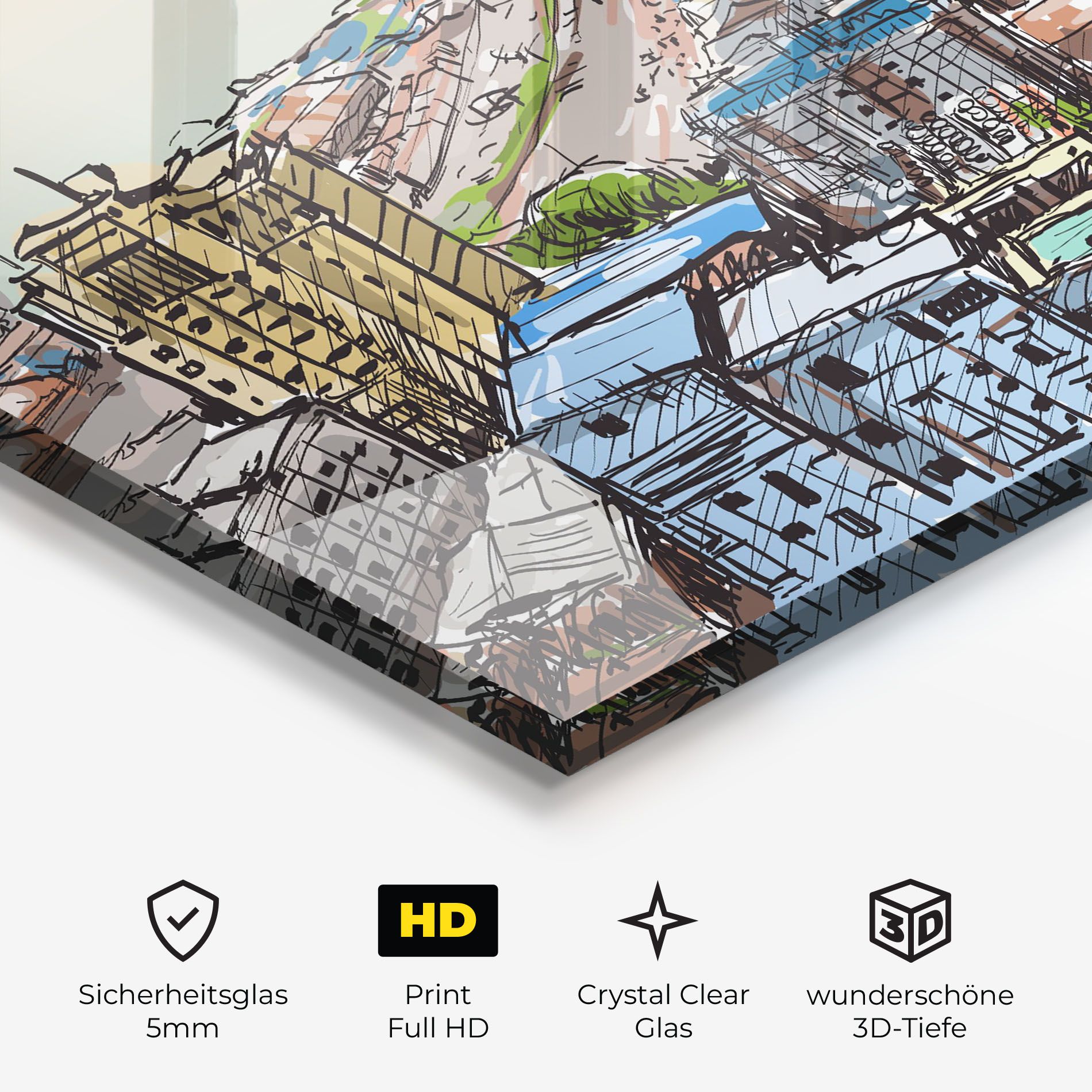 Colorful City Drawing mockup 3