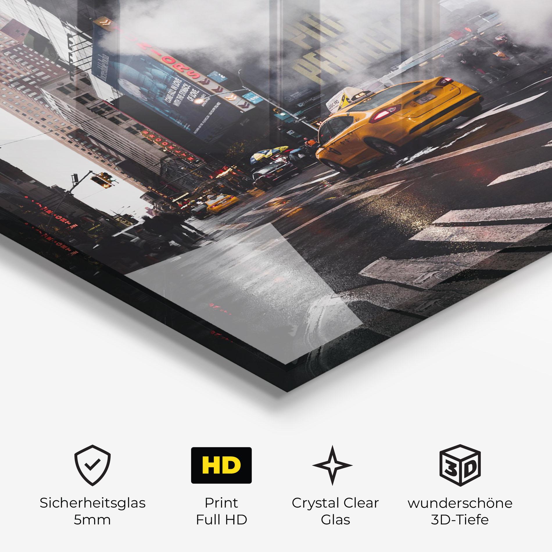 Glasbild Taxi Smoke City mockup 3