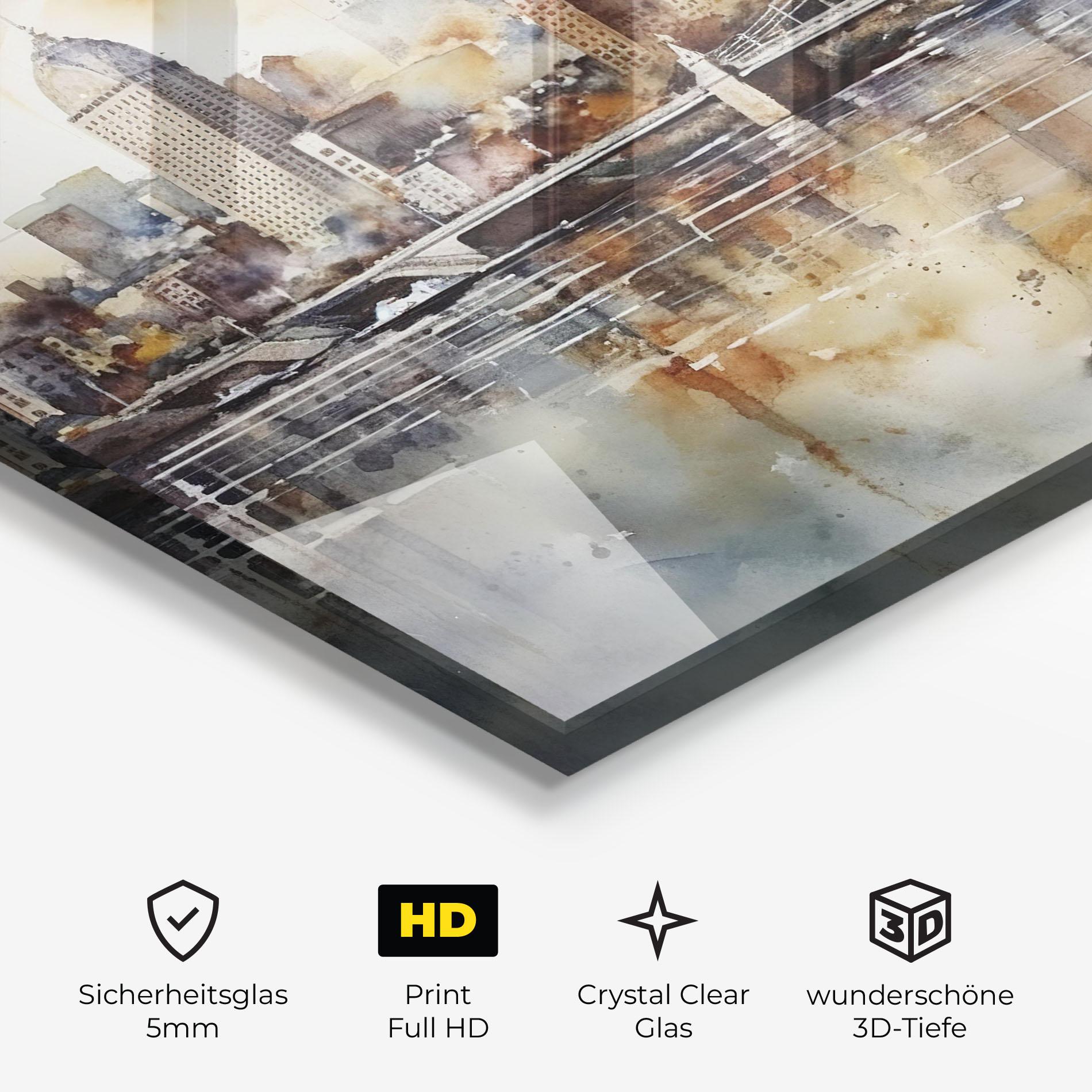 Glasbild Watercolor Skyline mockup 3