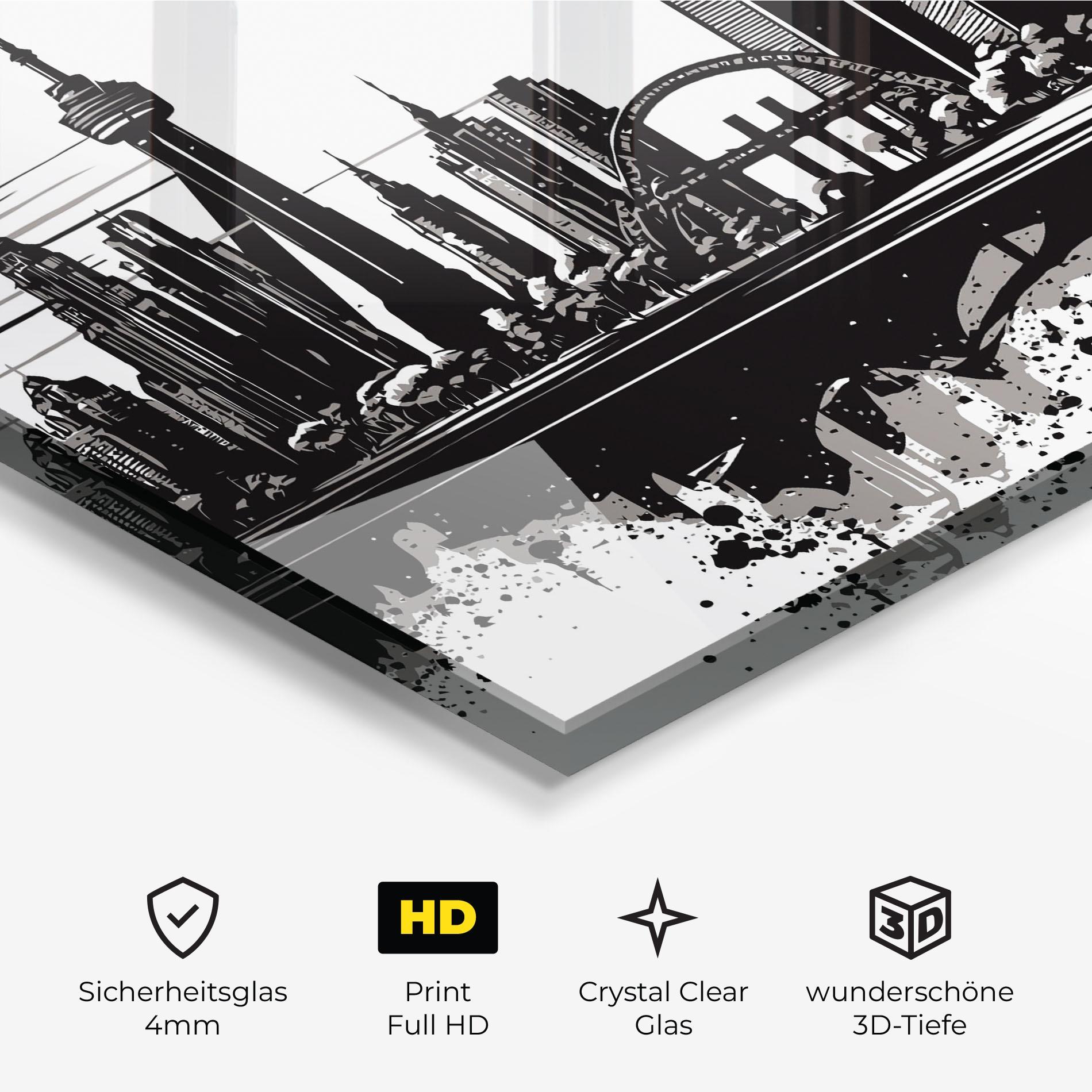 Glasbild Black Ink City mockup 3