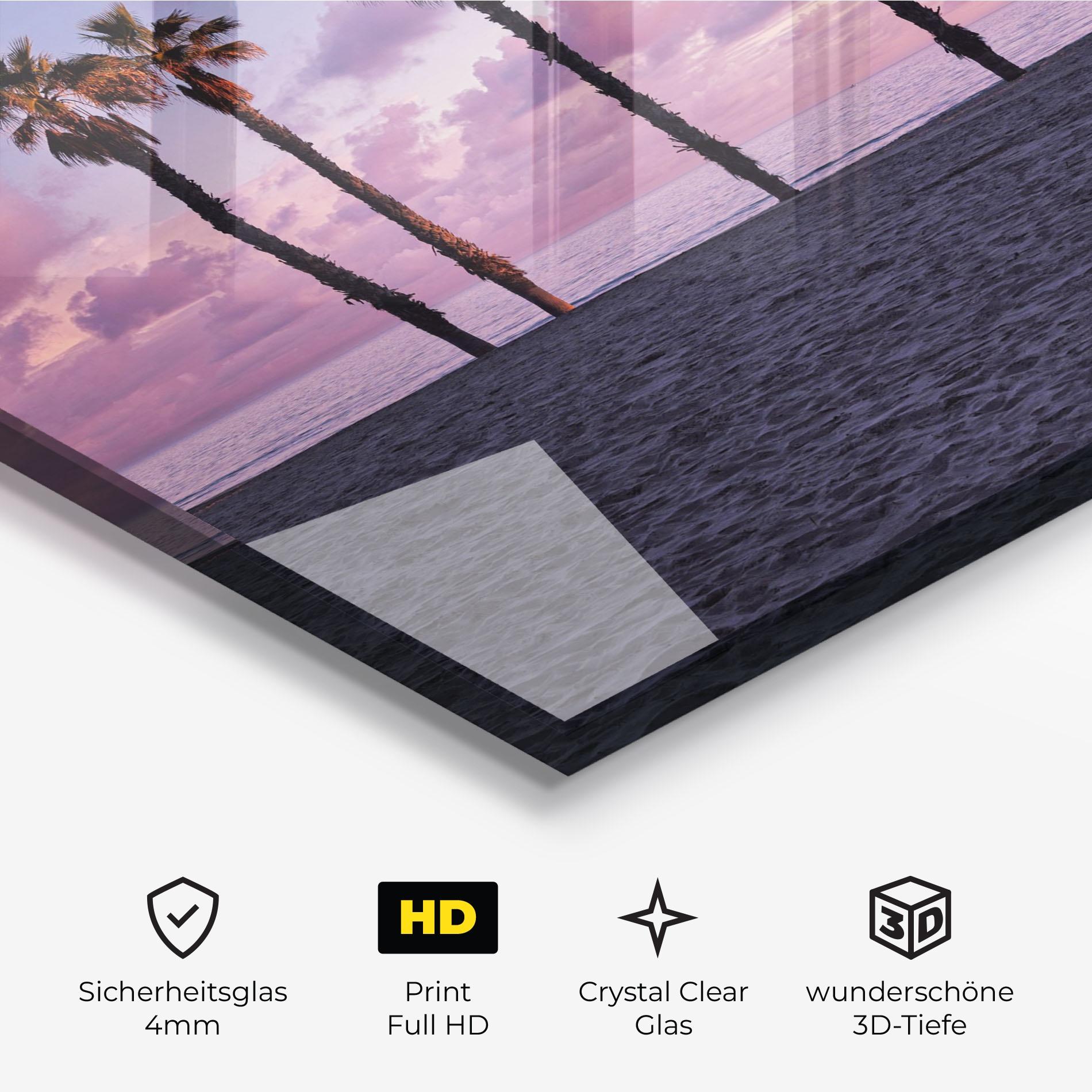 Glasbild Palm Trees Beach mockup 3