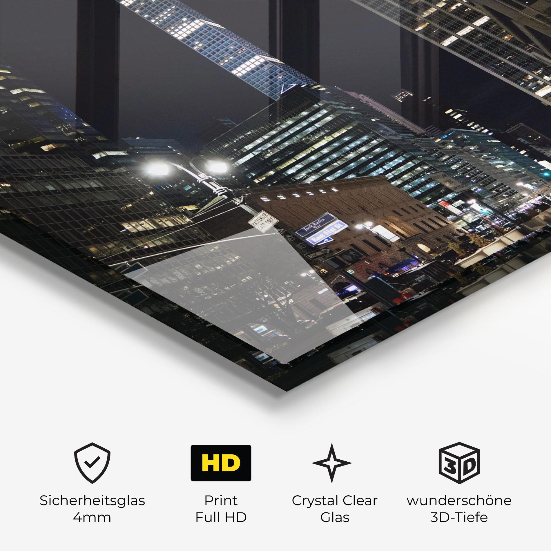 Glasbild Skyline Night Light mockup 3