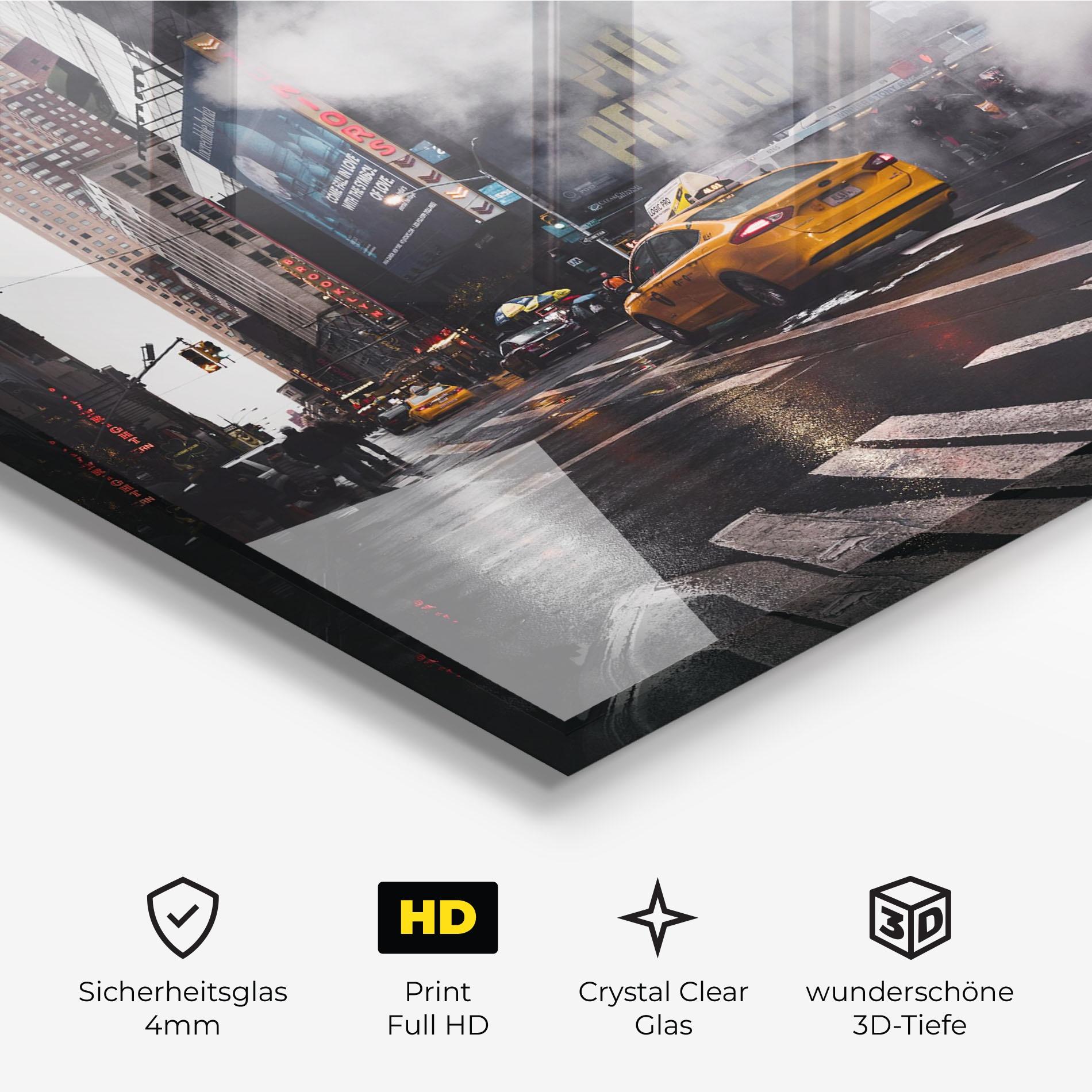 Glasbild Taxi Smoke City mockup 3