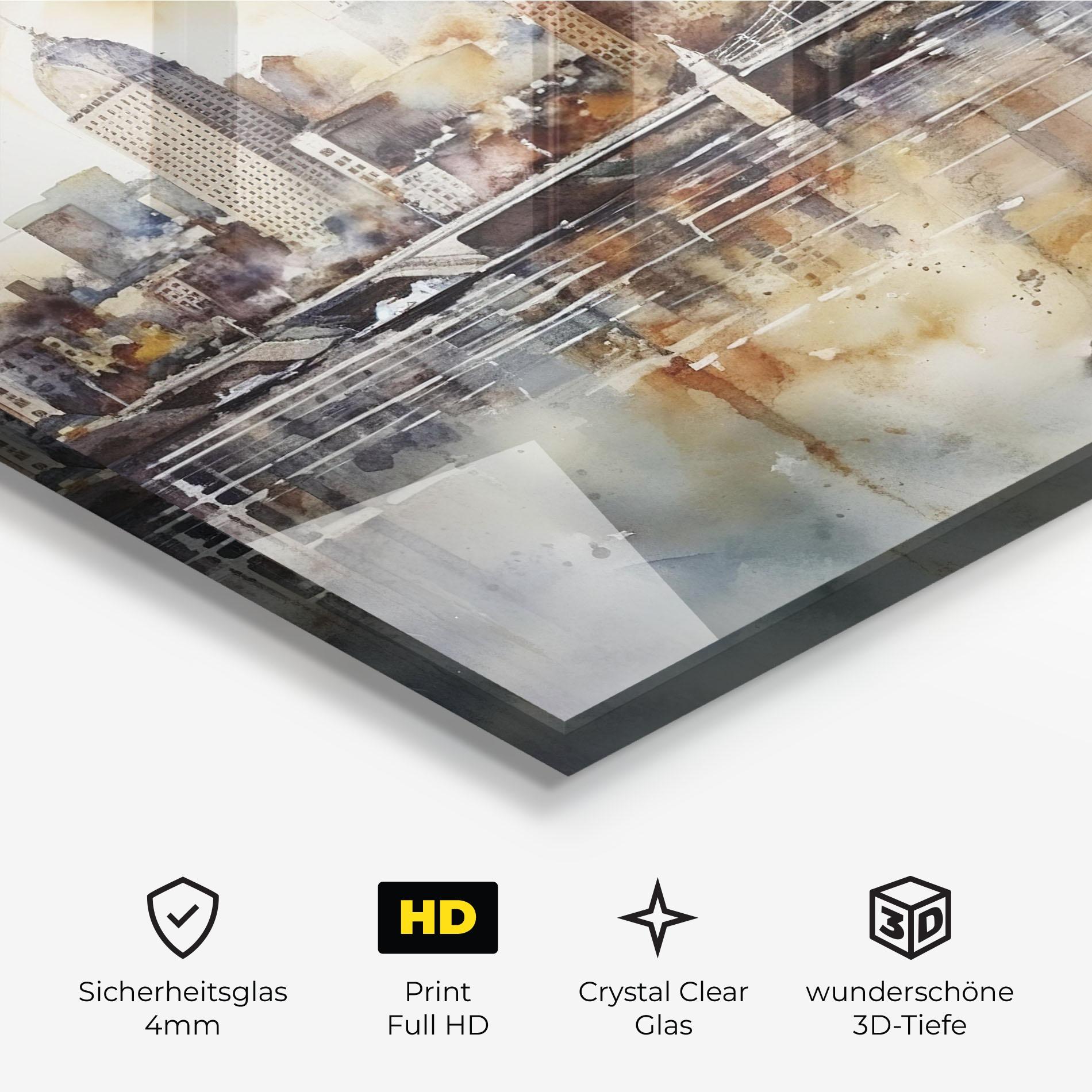 Glasbild Watercolor Skyline mockup 3