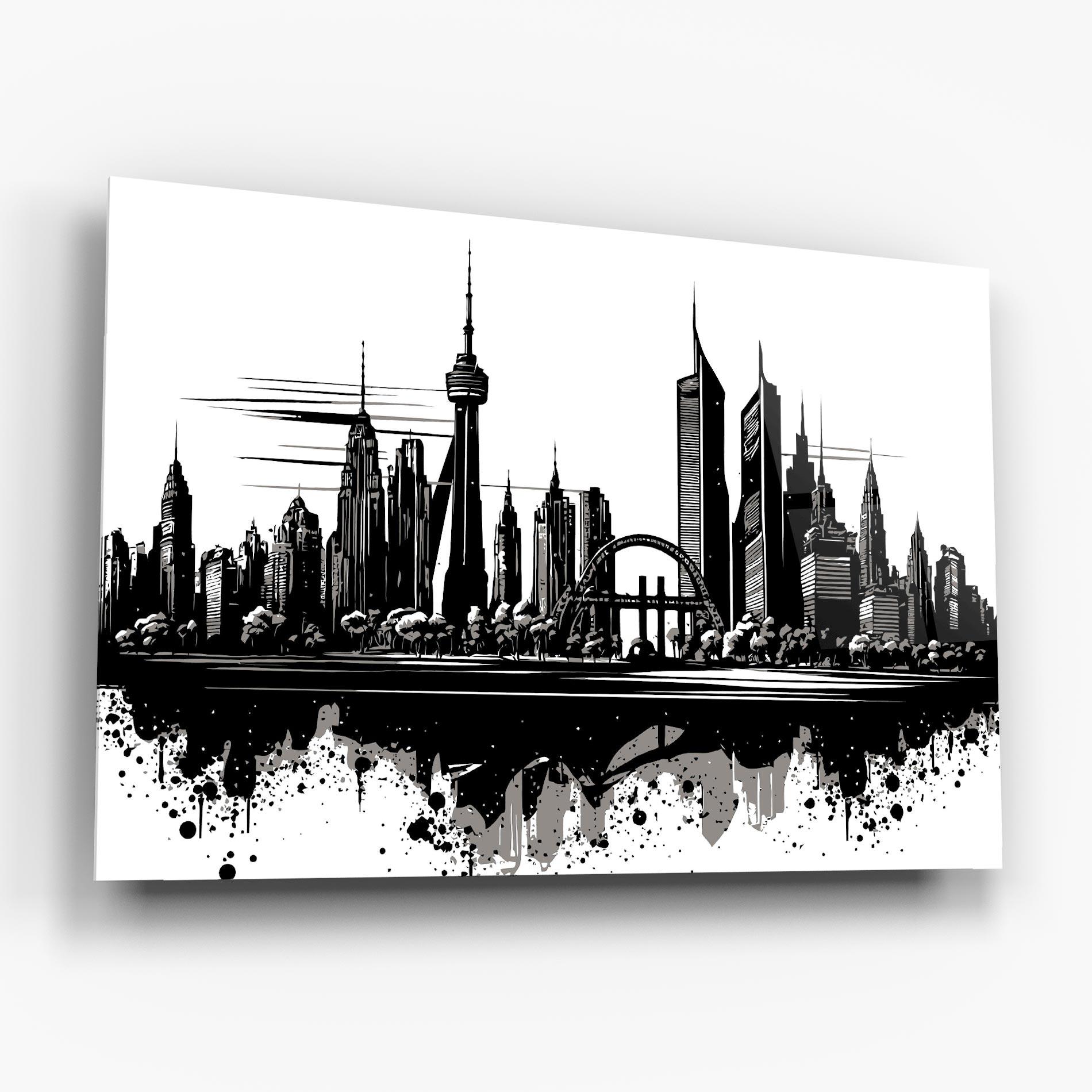 Glasbild Black Ink City mockup 6