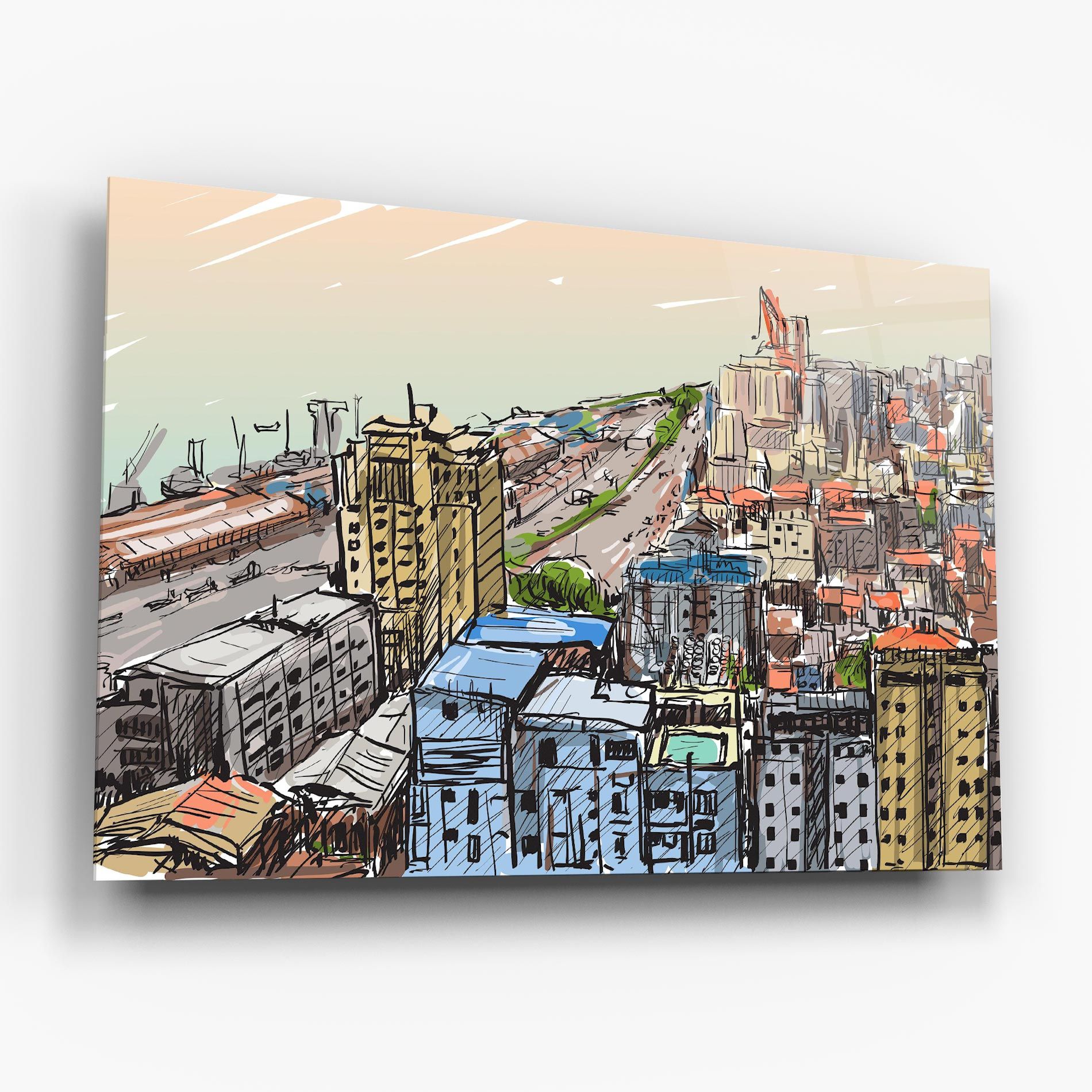 Colorful City Drawing mockup 6