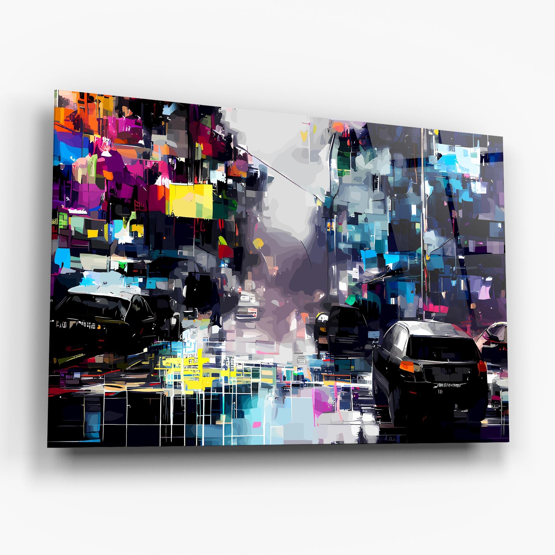 Glasbild Grunge City Street mockup 6