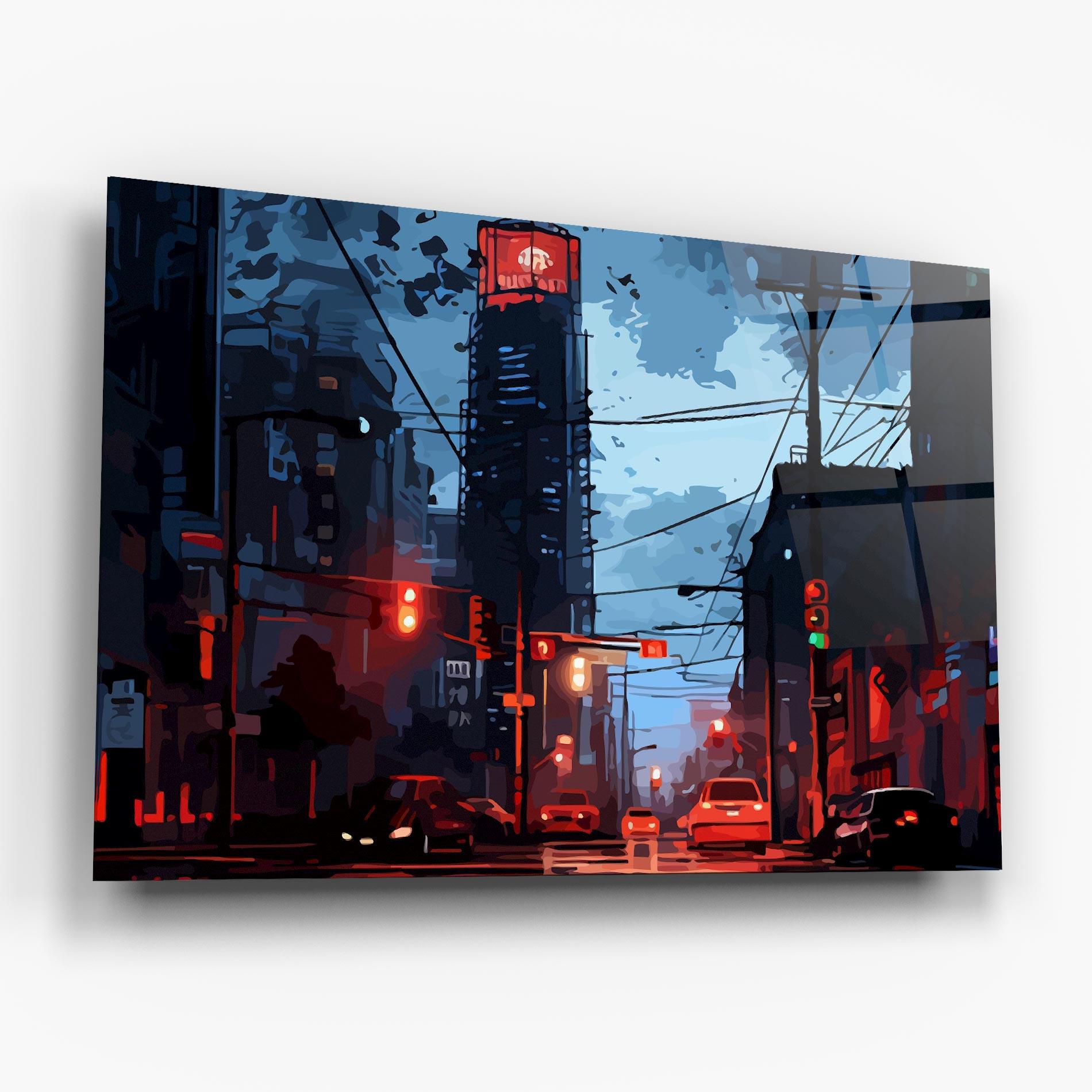 Glasbild Red City Light mockup 6