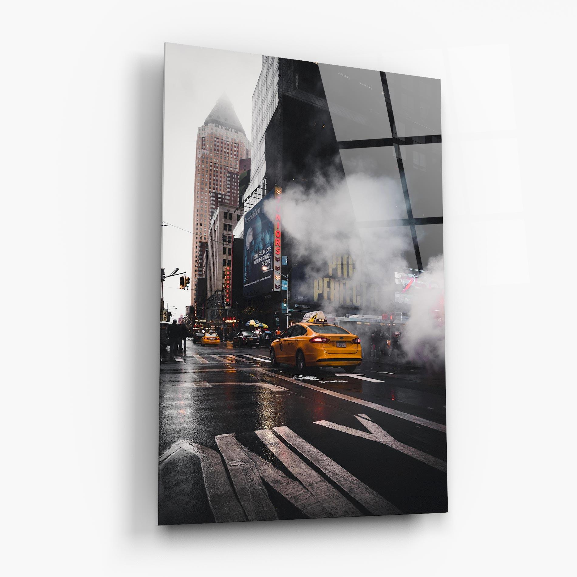 Glasbild Taxi Smoke City mockup 6