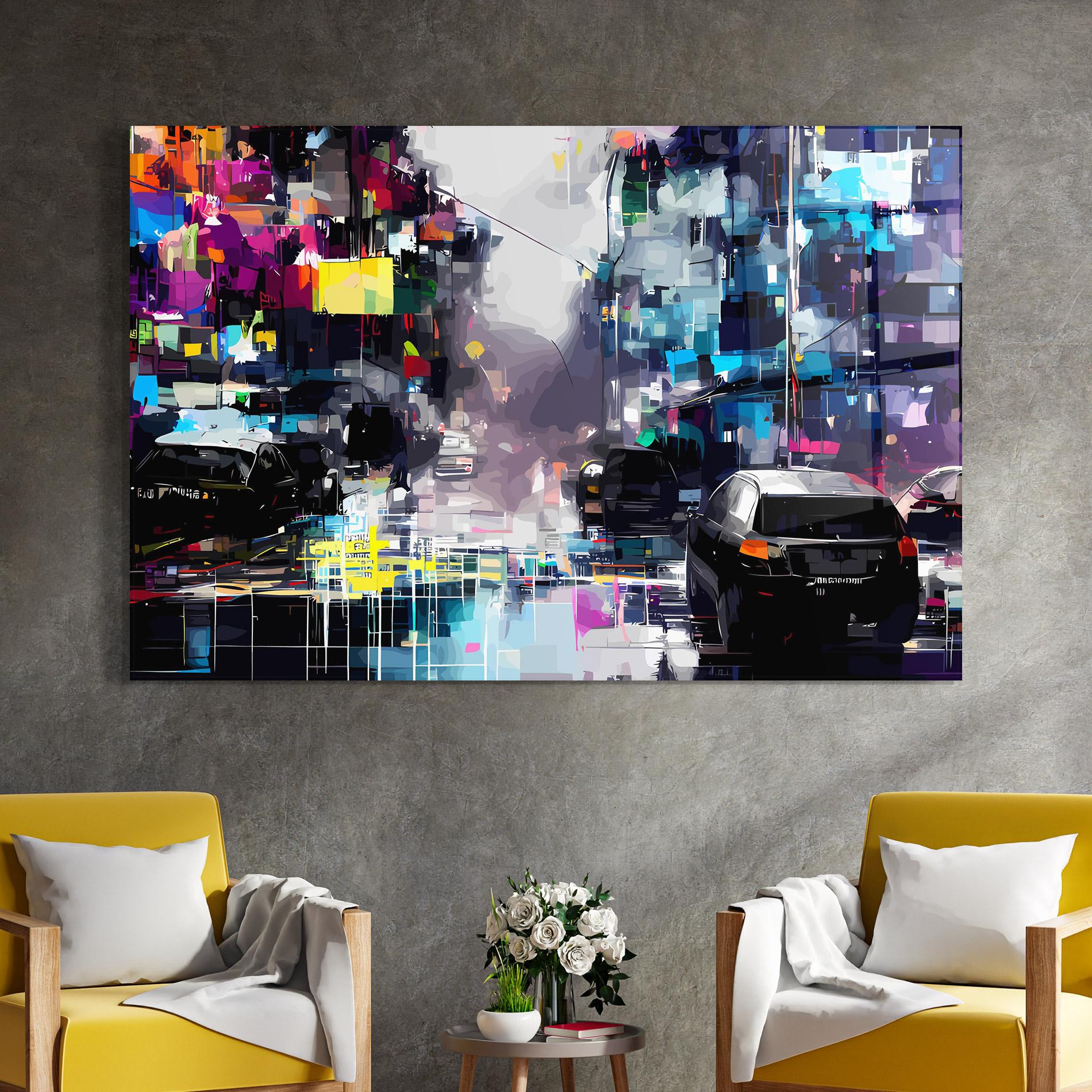 Glasbild Grunge City Street mockup 4