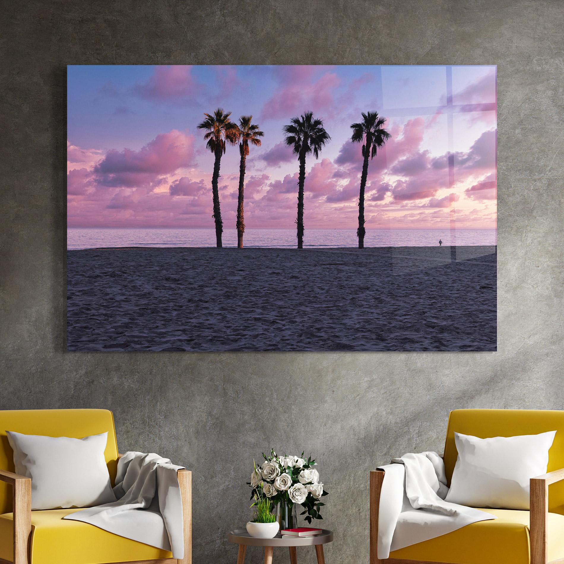 Glasbild Palm Trees Beach mockup 4