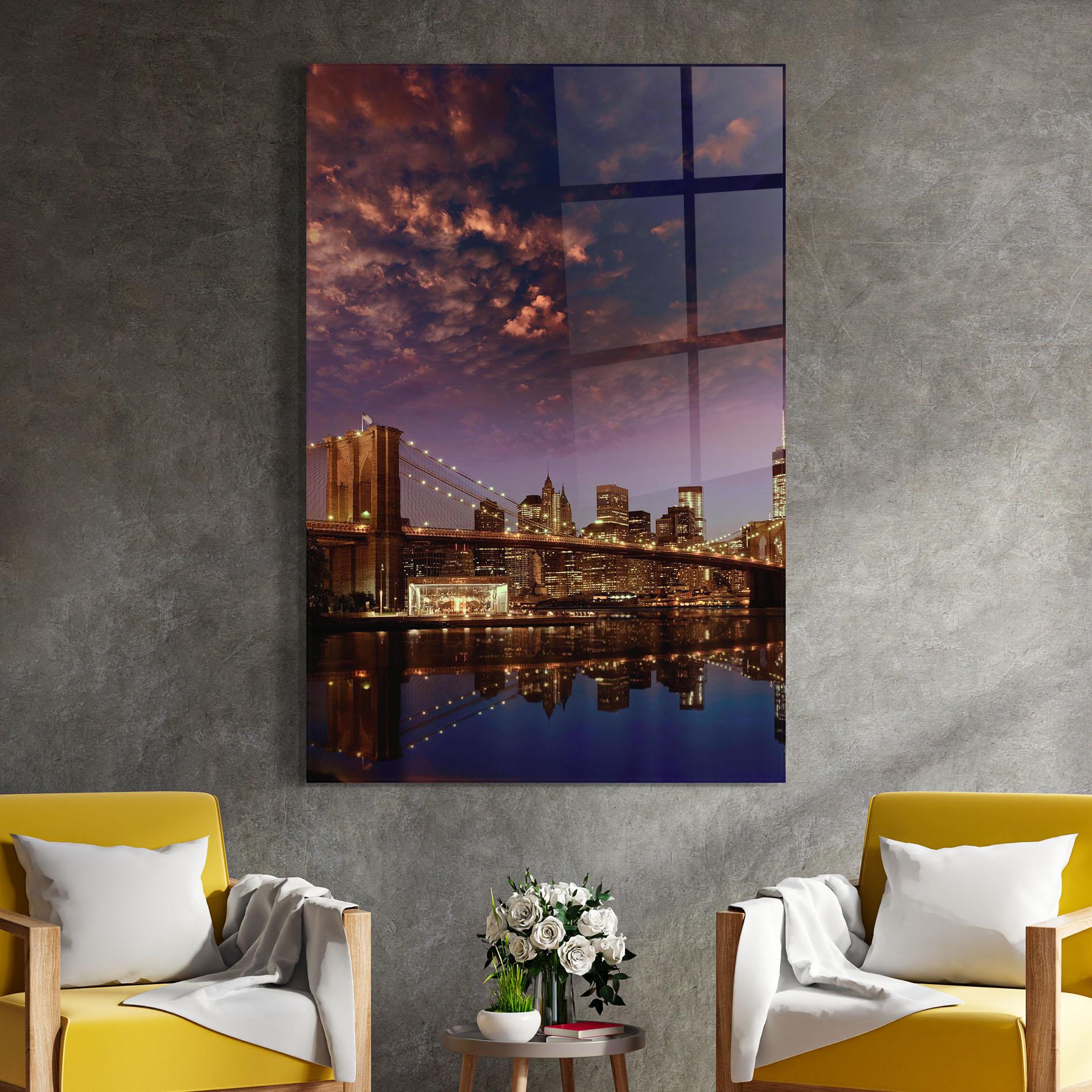 Glasbild Sunset New York mockup 4