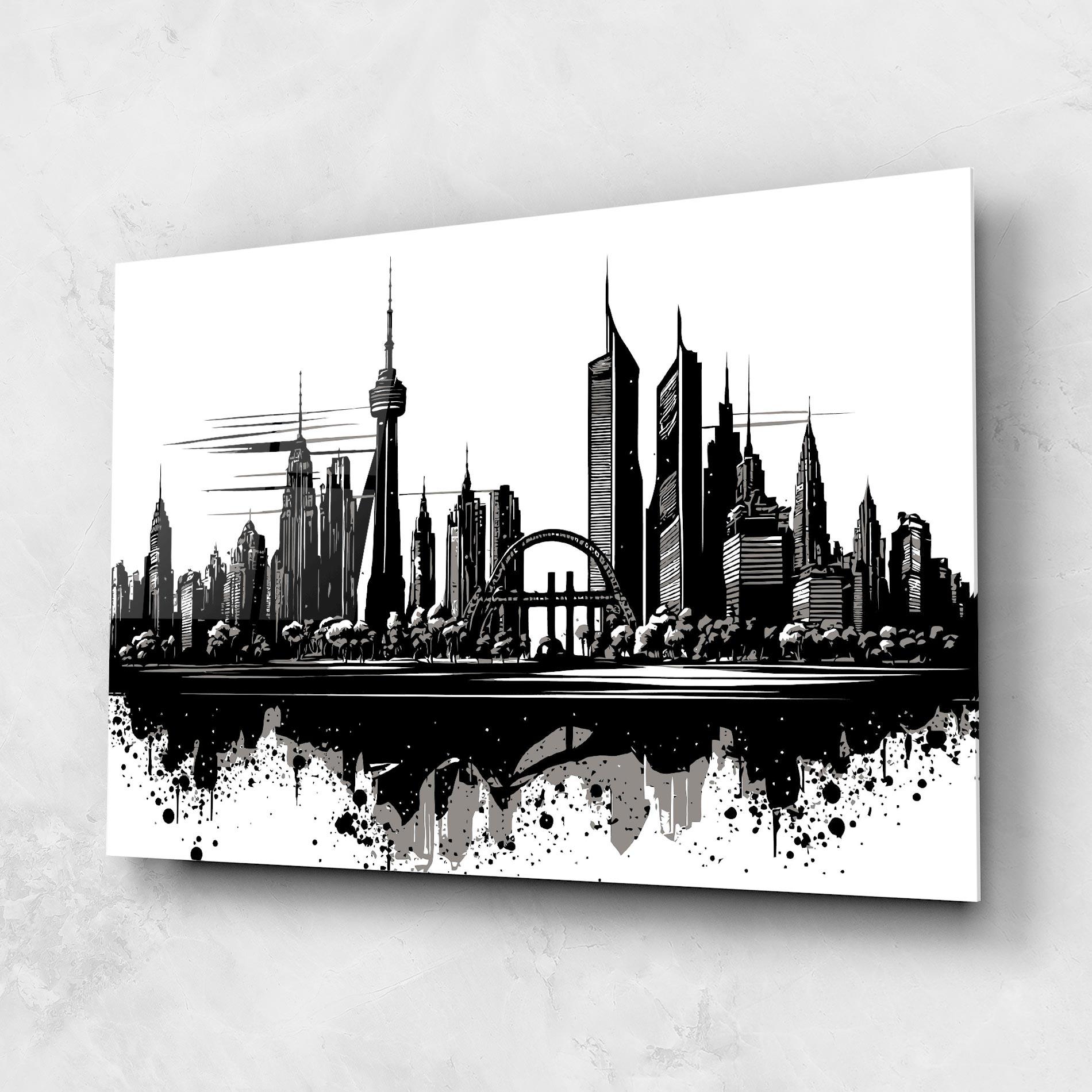 Glasbild Black Ink City mockup 1