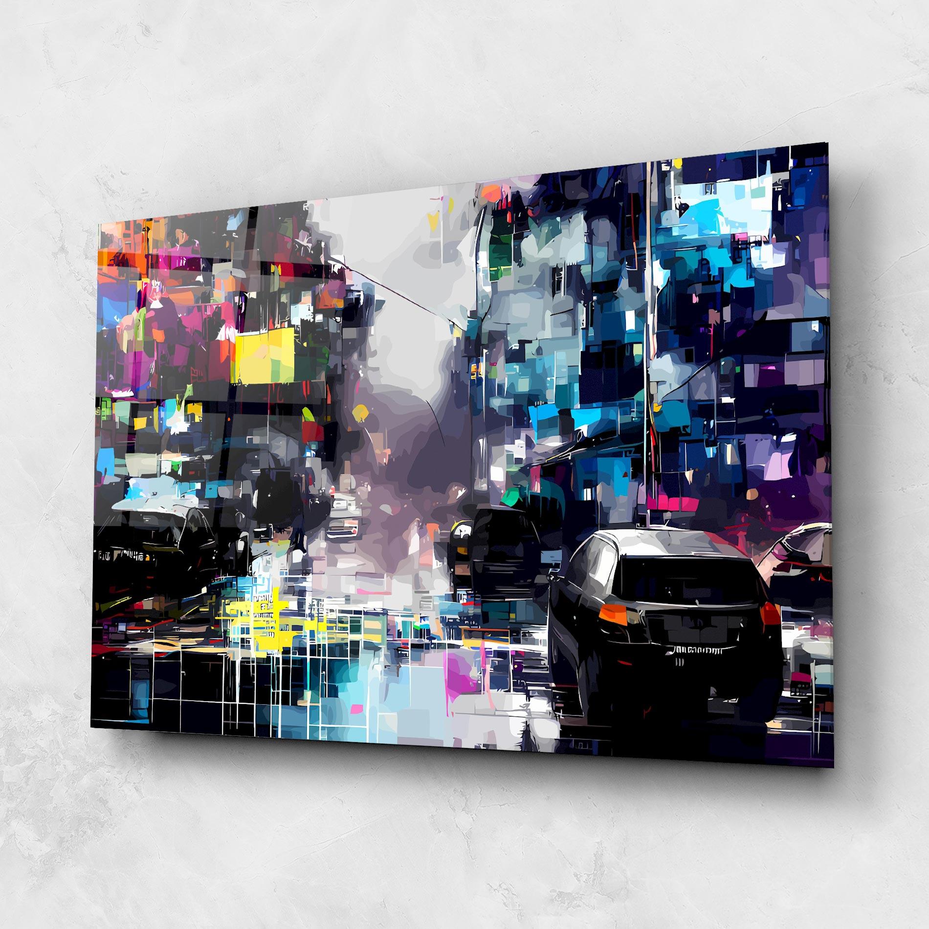 Glasbild Grunge City Street mockup 1