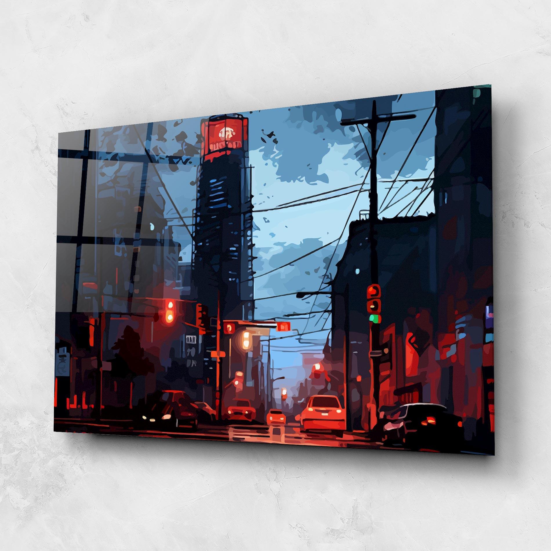 Glasbild Red City Light mockup 1