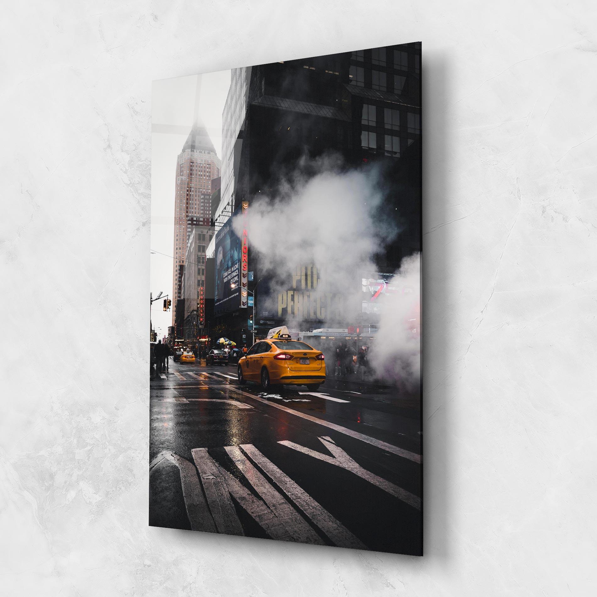 Glasbild Taxi Smoke City mockup 1
