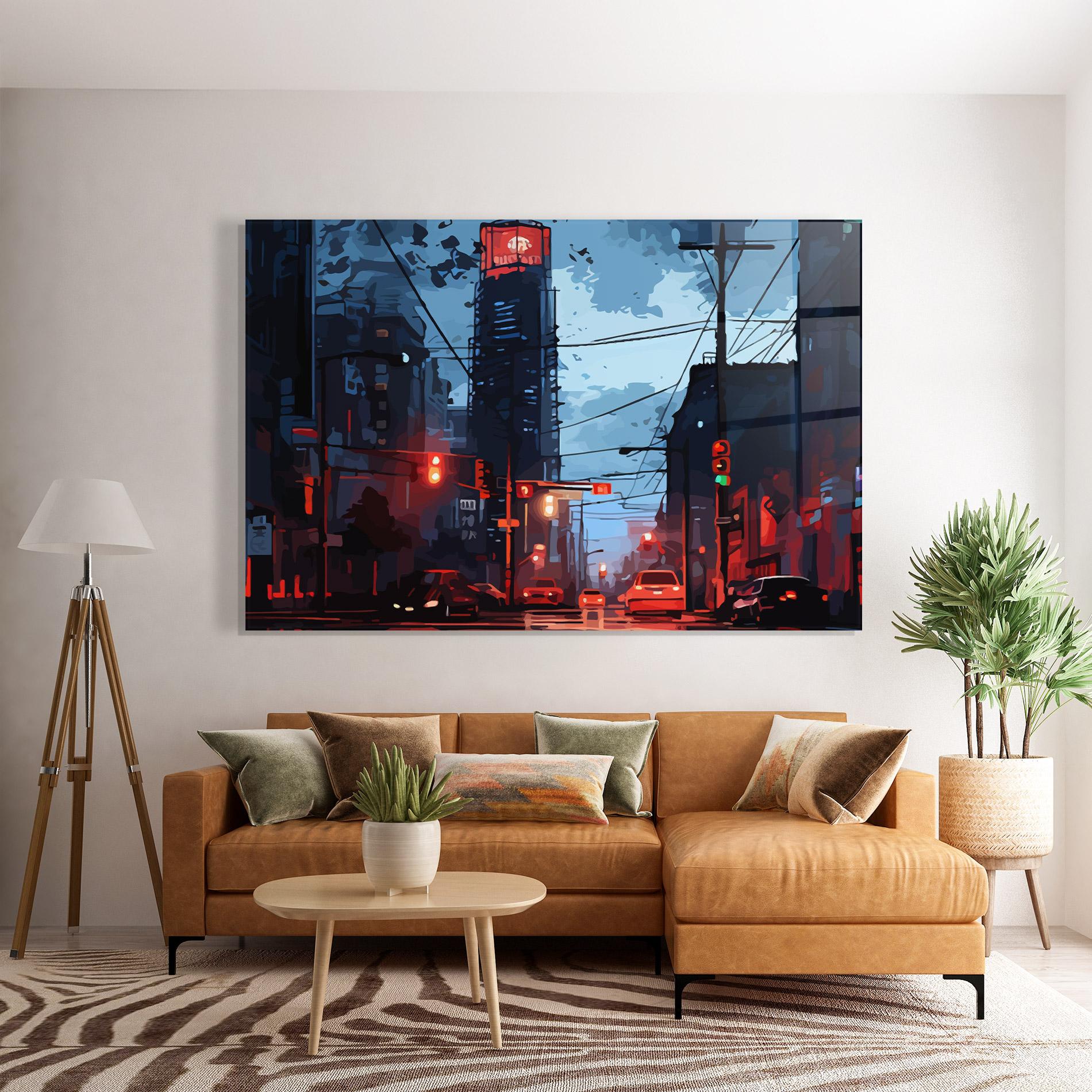 Glasbild Red City Light mockup 7