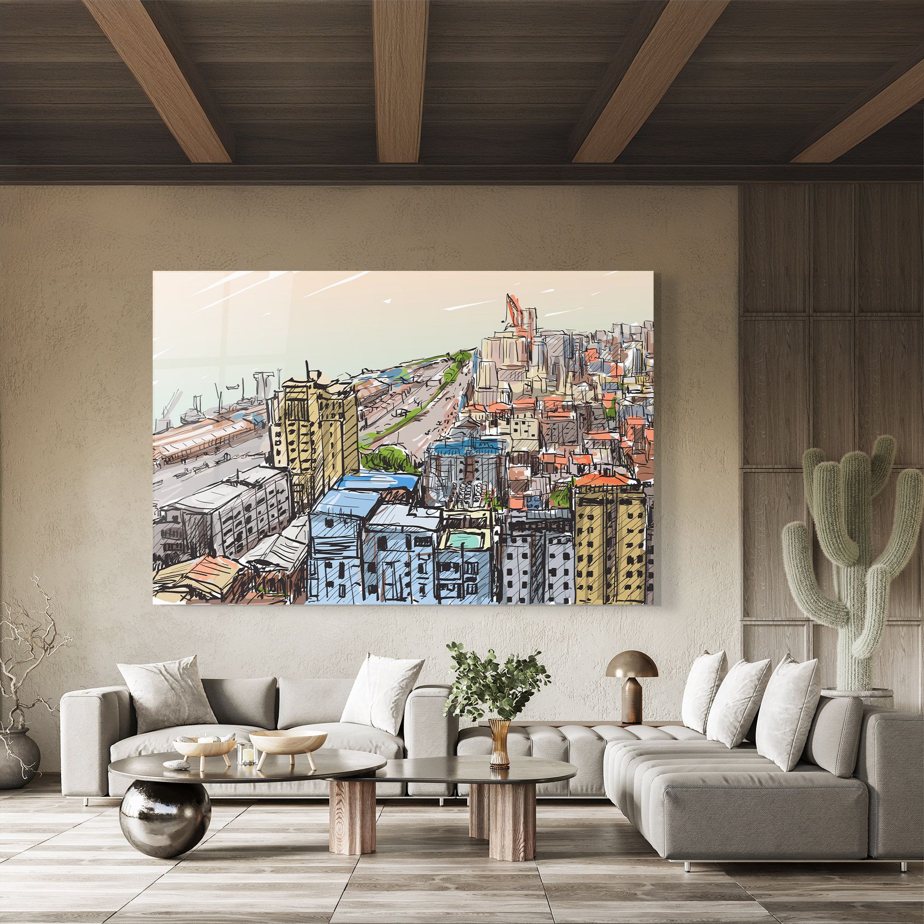 Colorful City Drawing mockup 8