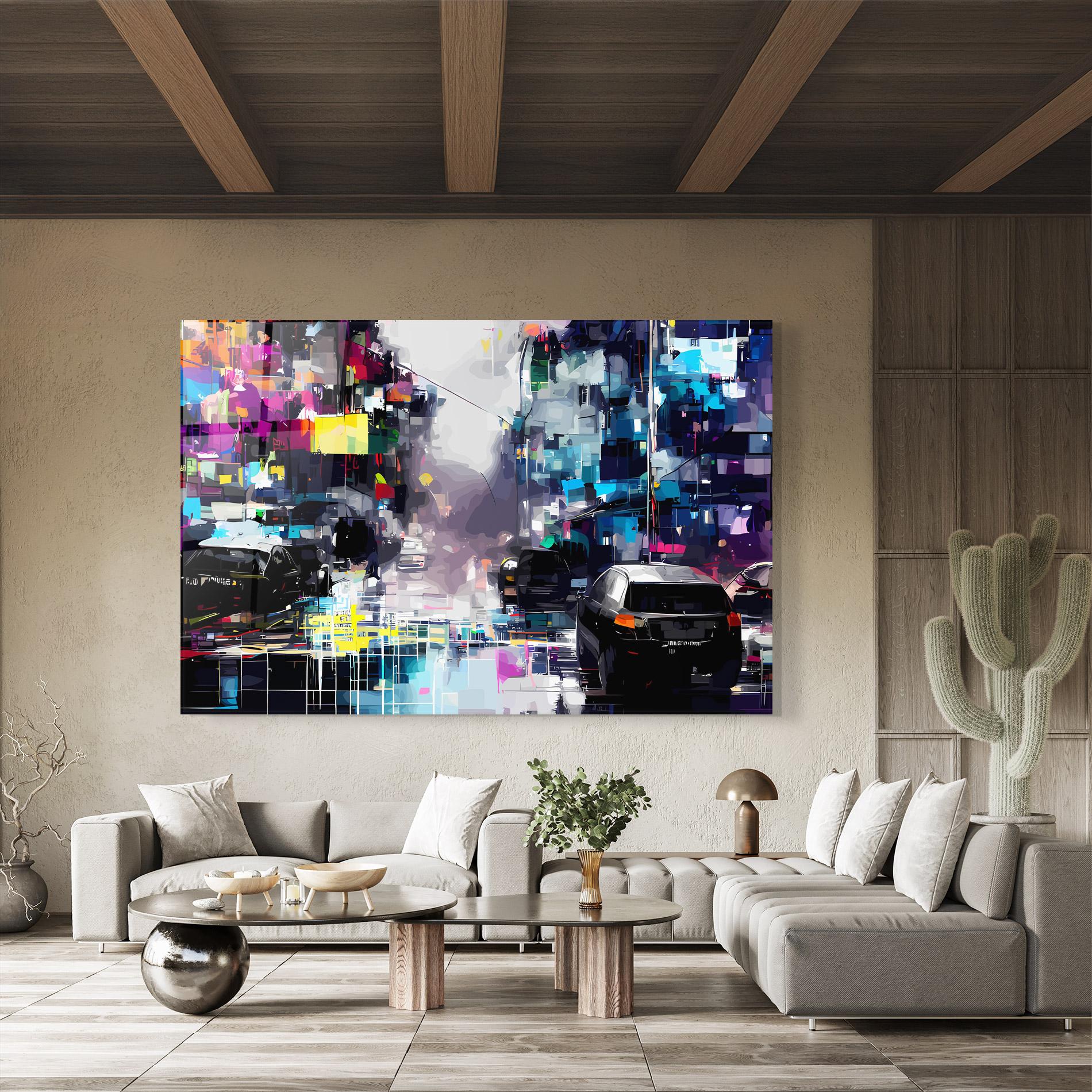 Glasbild Grunge City Street mockup 8