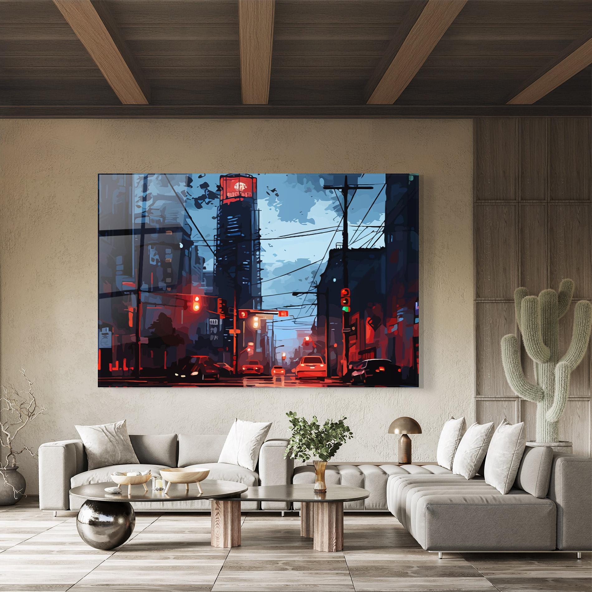 Glasbild Red City Light mockup 8