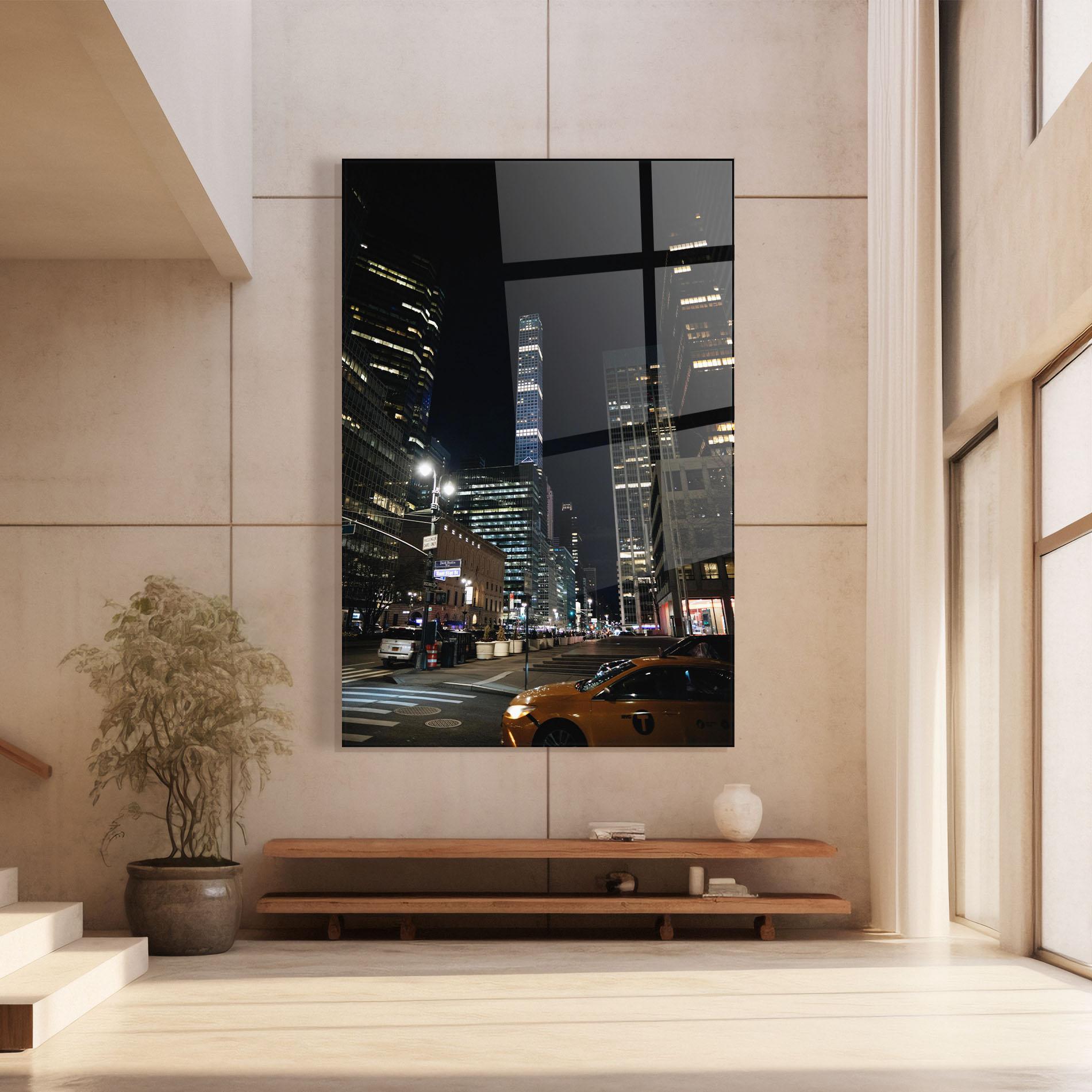 Glasbild Skyline Night Light mockup 8