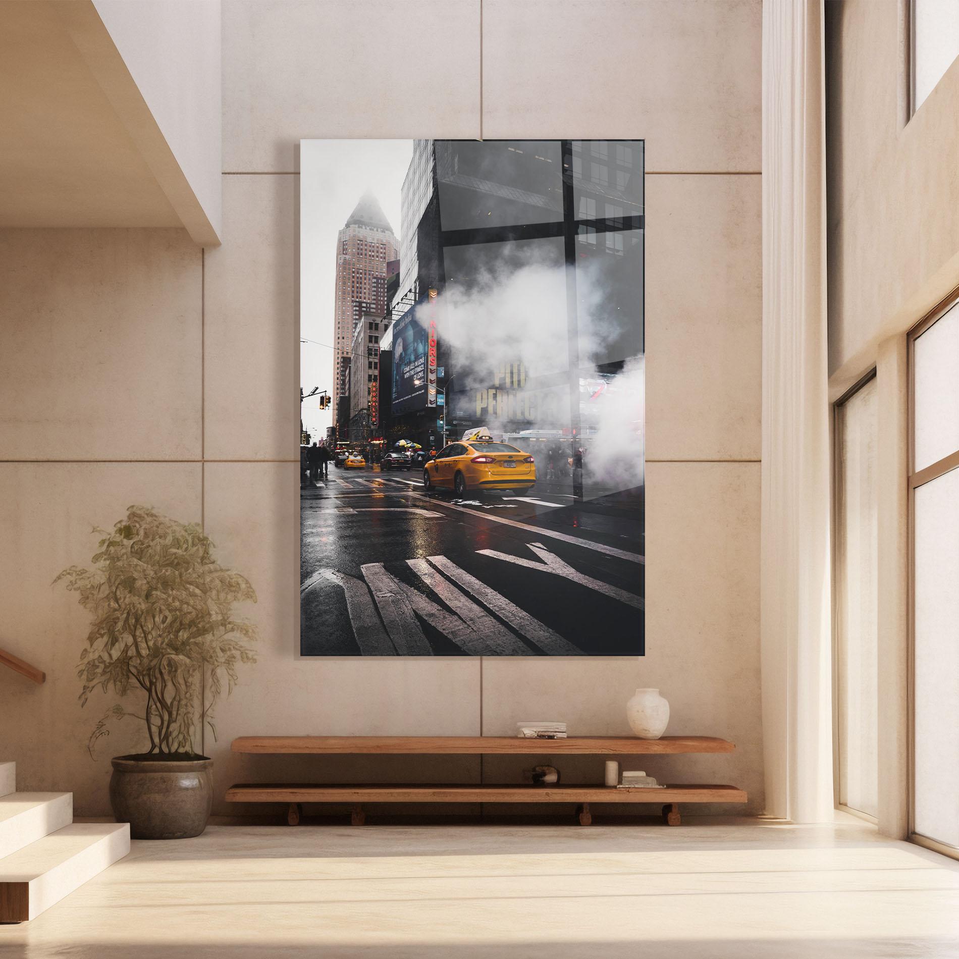 Glasbild Taxi Smoke City mockup 8