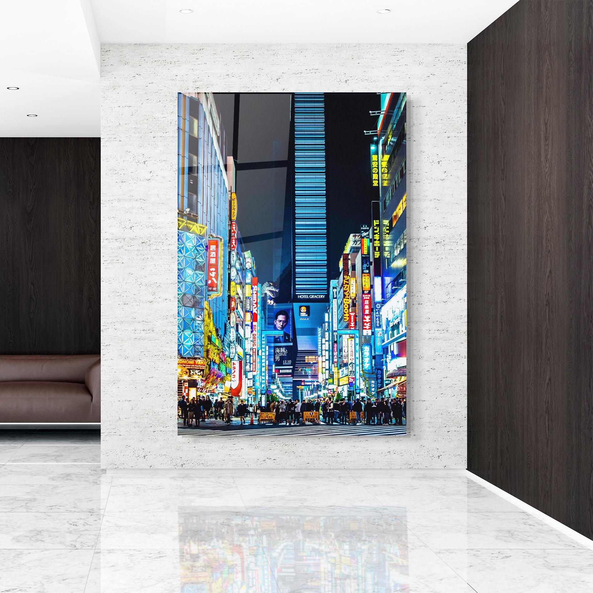 Glasbild Colorful City Lights mockup 9