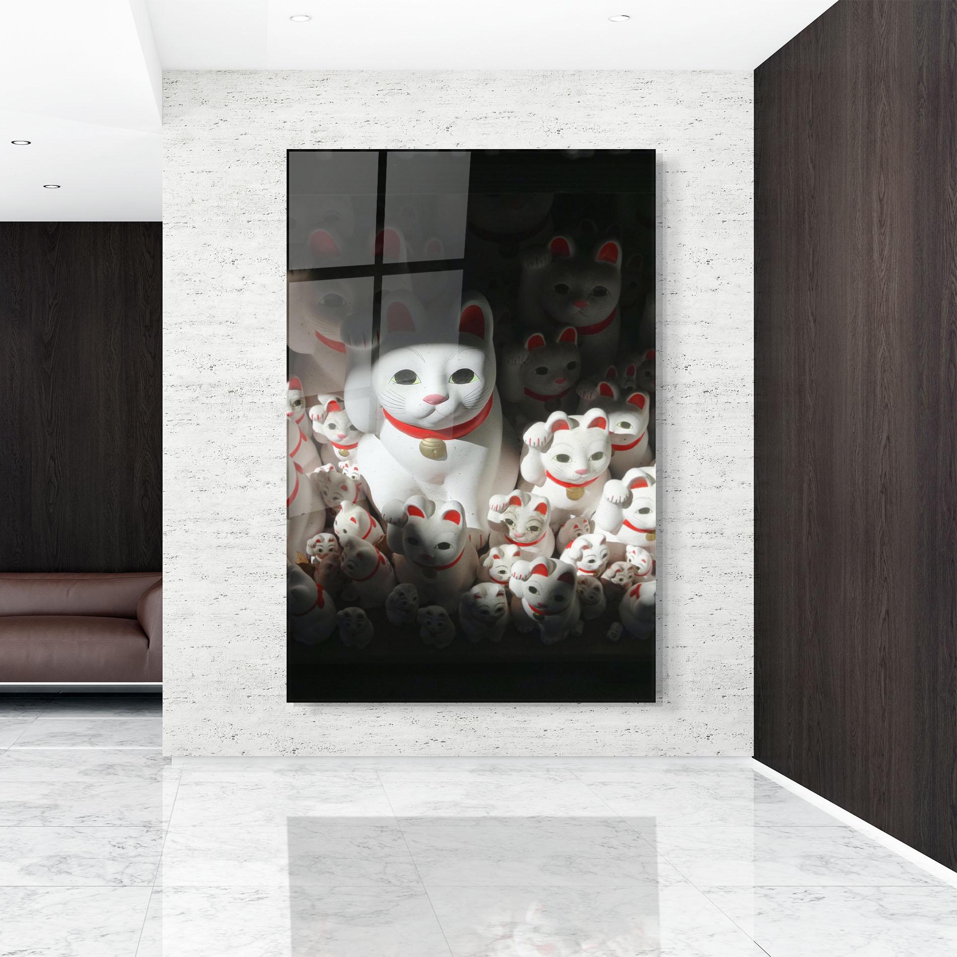 Glasbild White Lucky Cats mockup 9