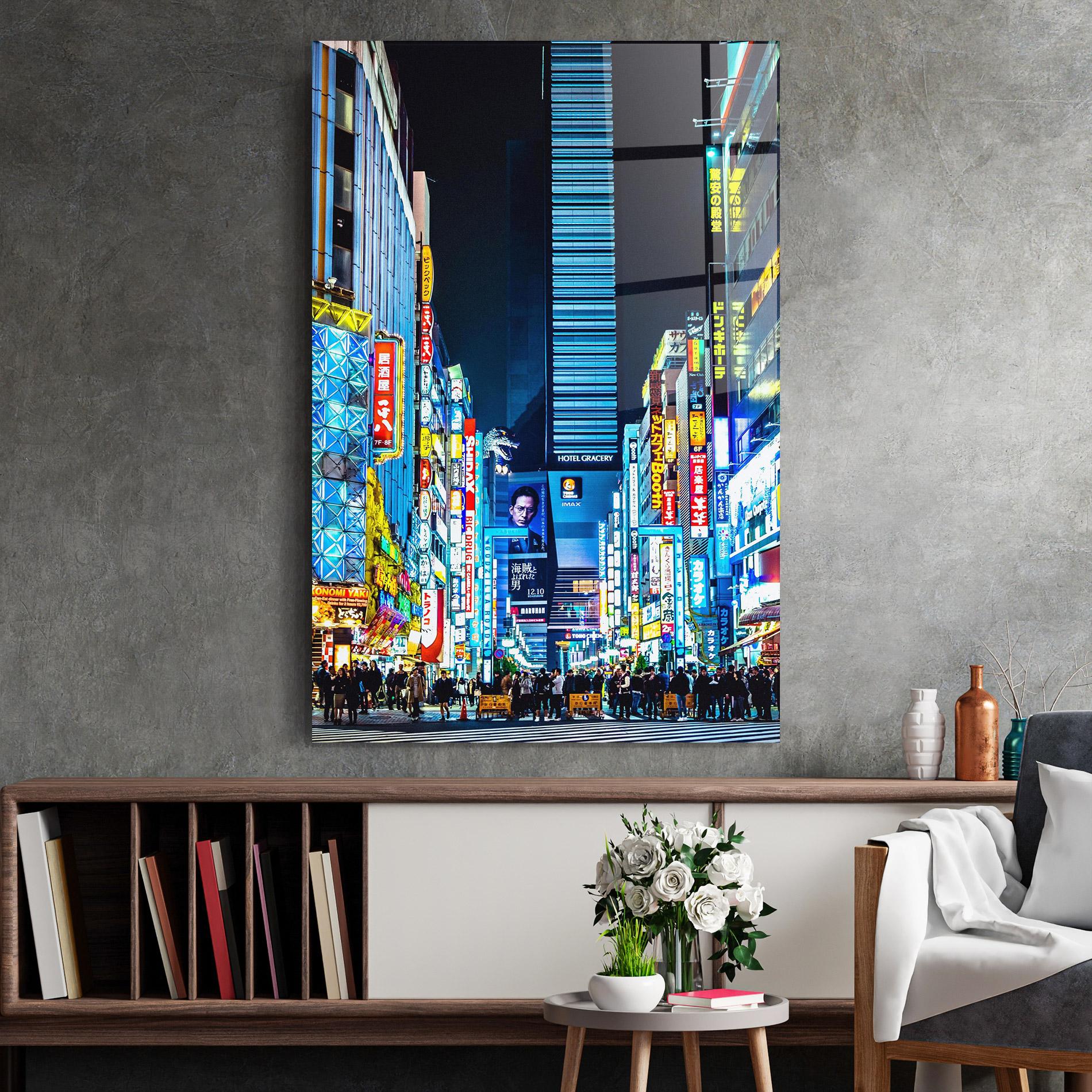 Glasbild Colorful City Lights mockup 2