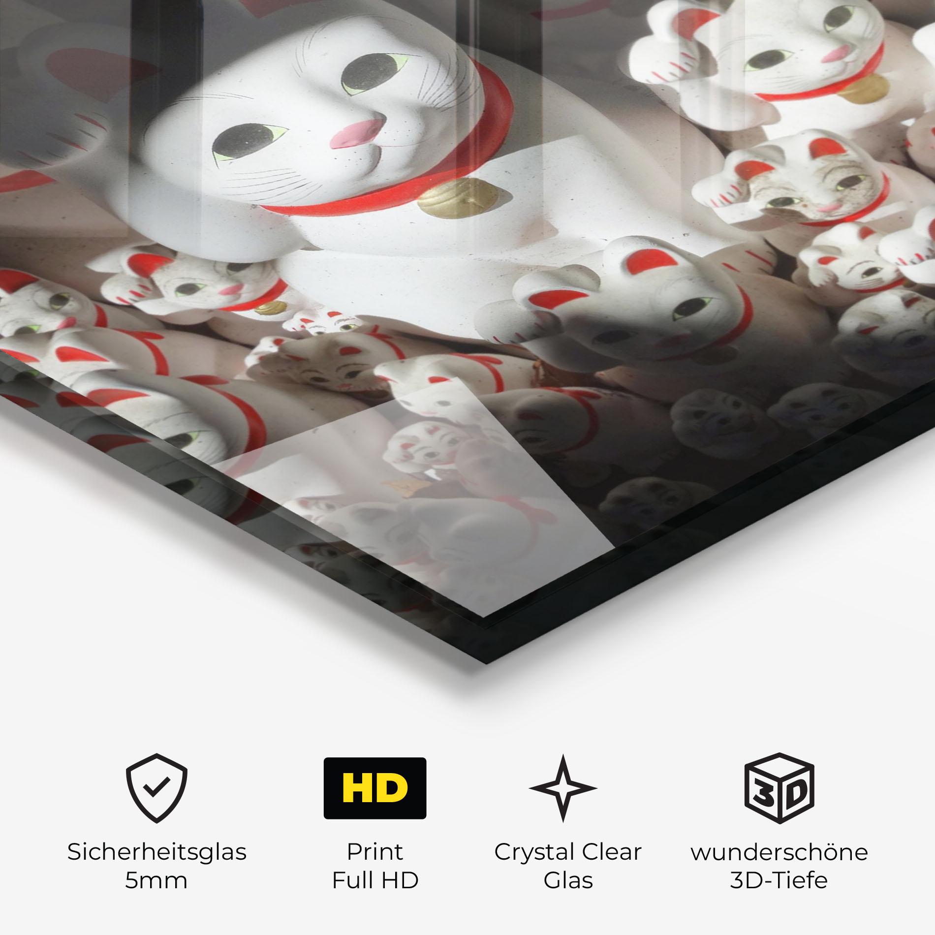 Glasbild White Lucky Cats mockup 3