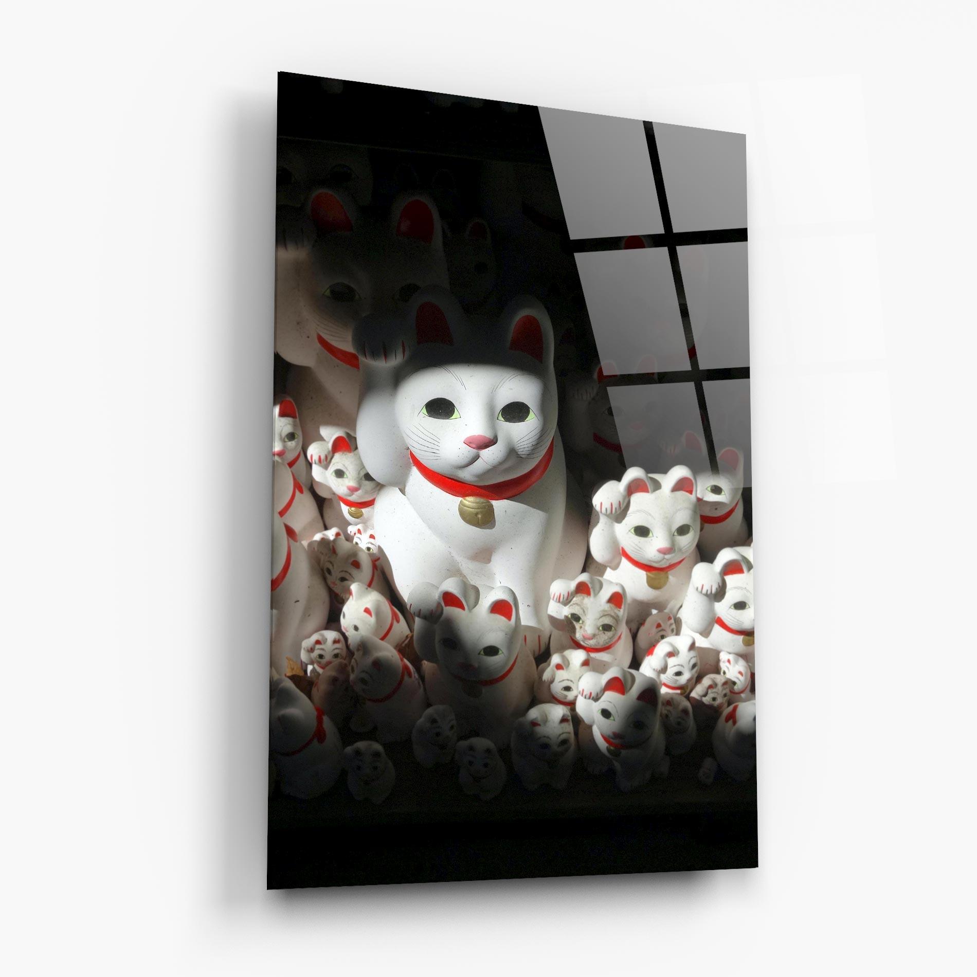 Glasbild White Lucky Cats mockup 6
