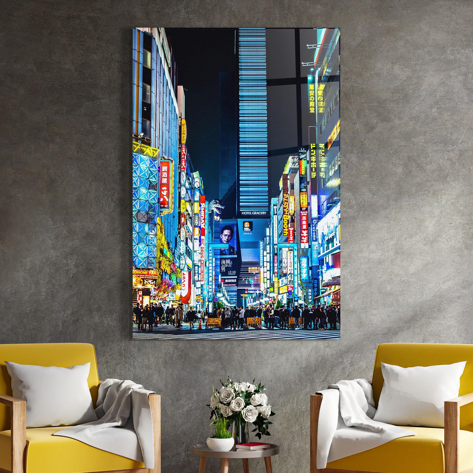 Glasbild Colorful City Lights mockup 4