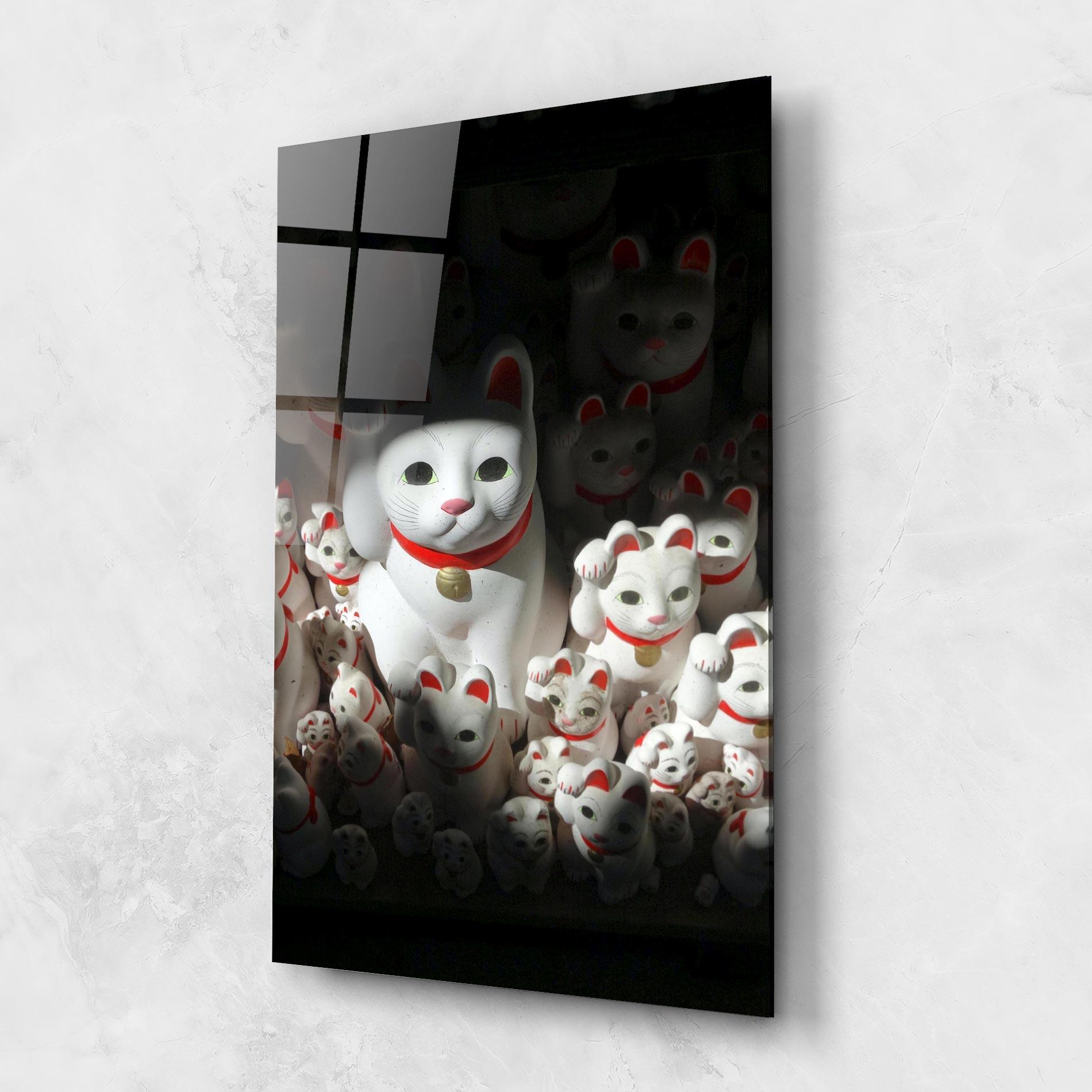 Glasbild White Lucky Cats mockup 1