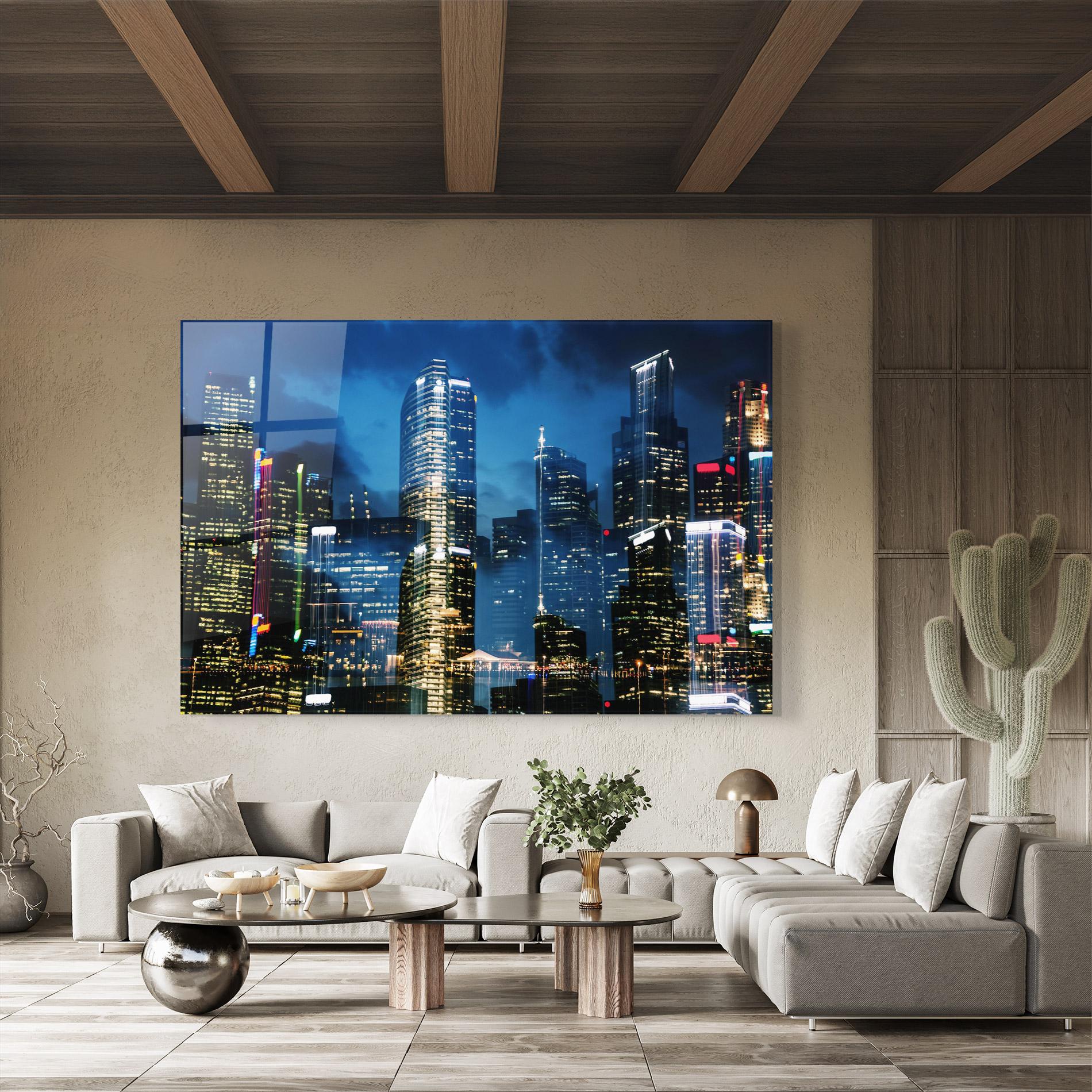 Glasbild Singapore Night mockup 8