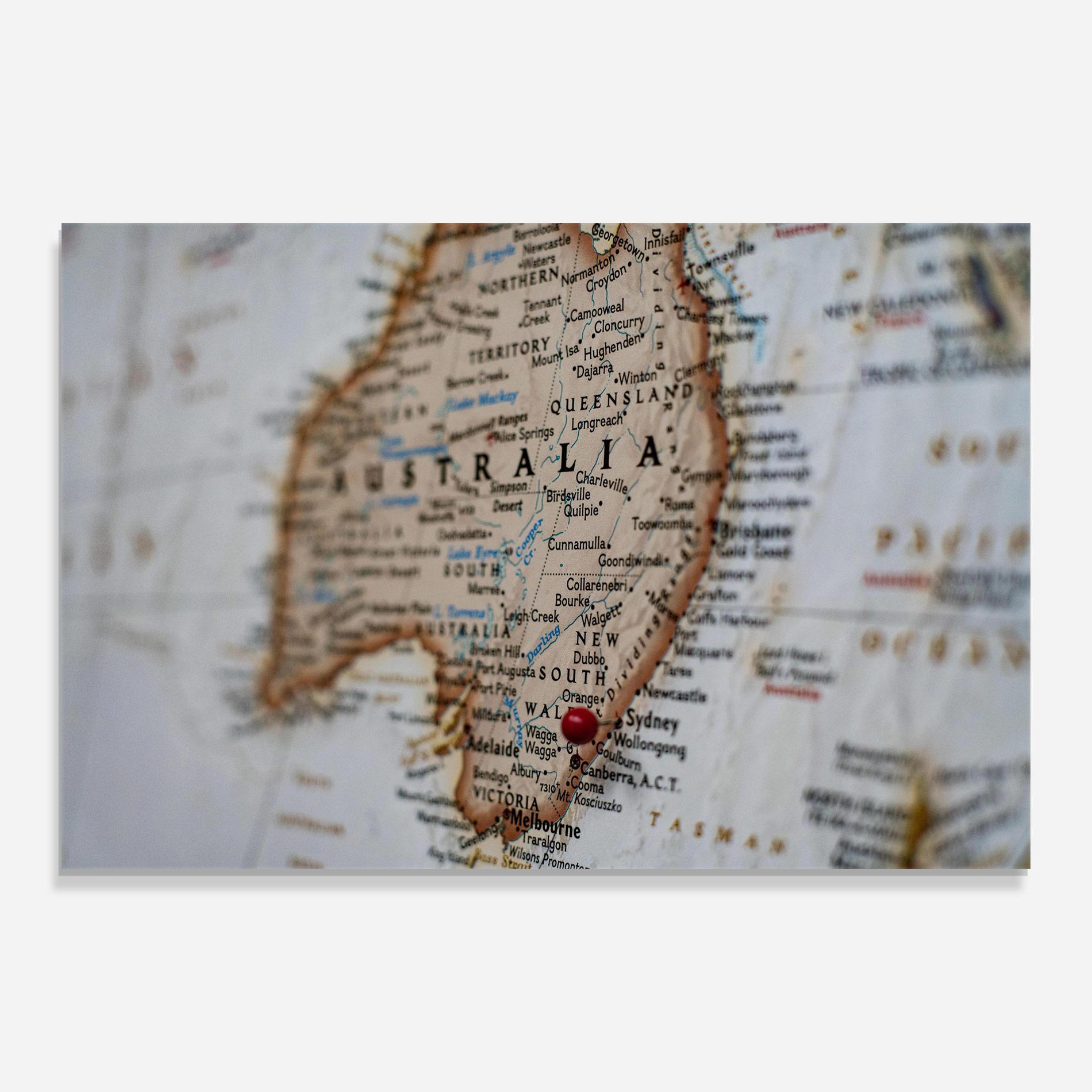 Glasbild Australia Map mockup 0