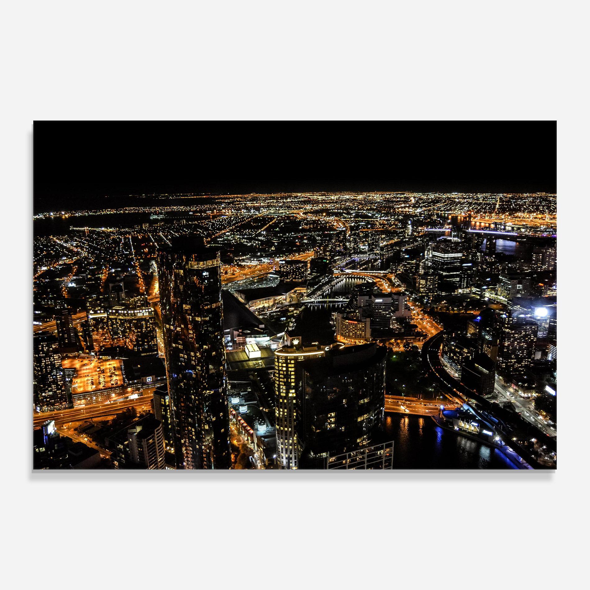 Glasbild Black City Light mockup 0