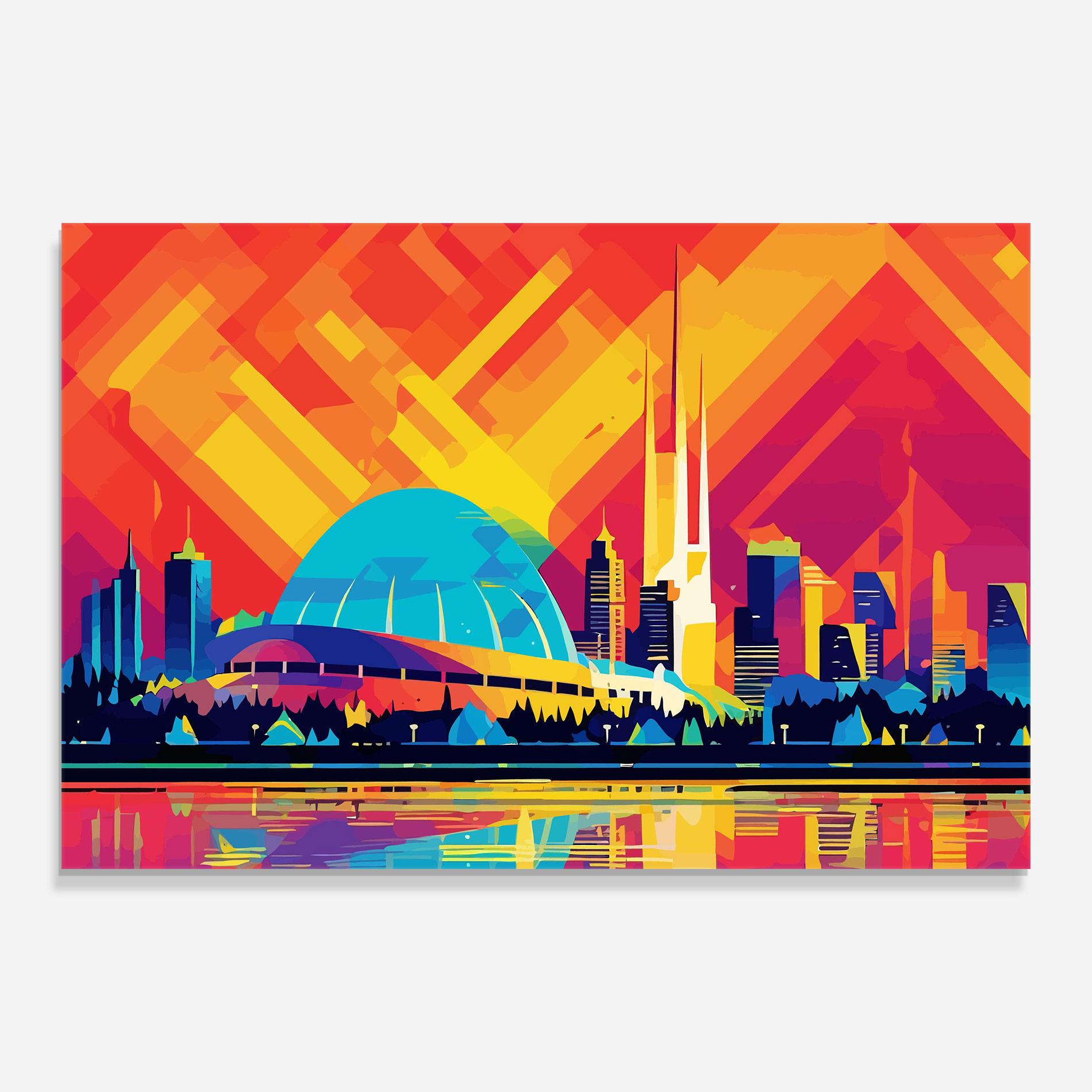 Glasbild Blue Olympic Stadium mockup 0