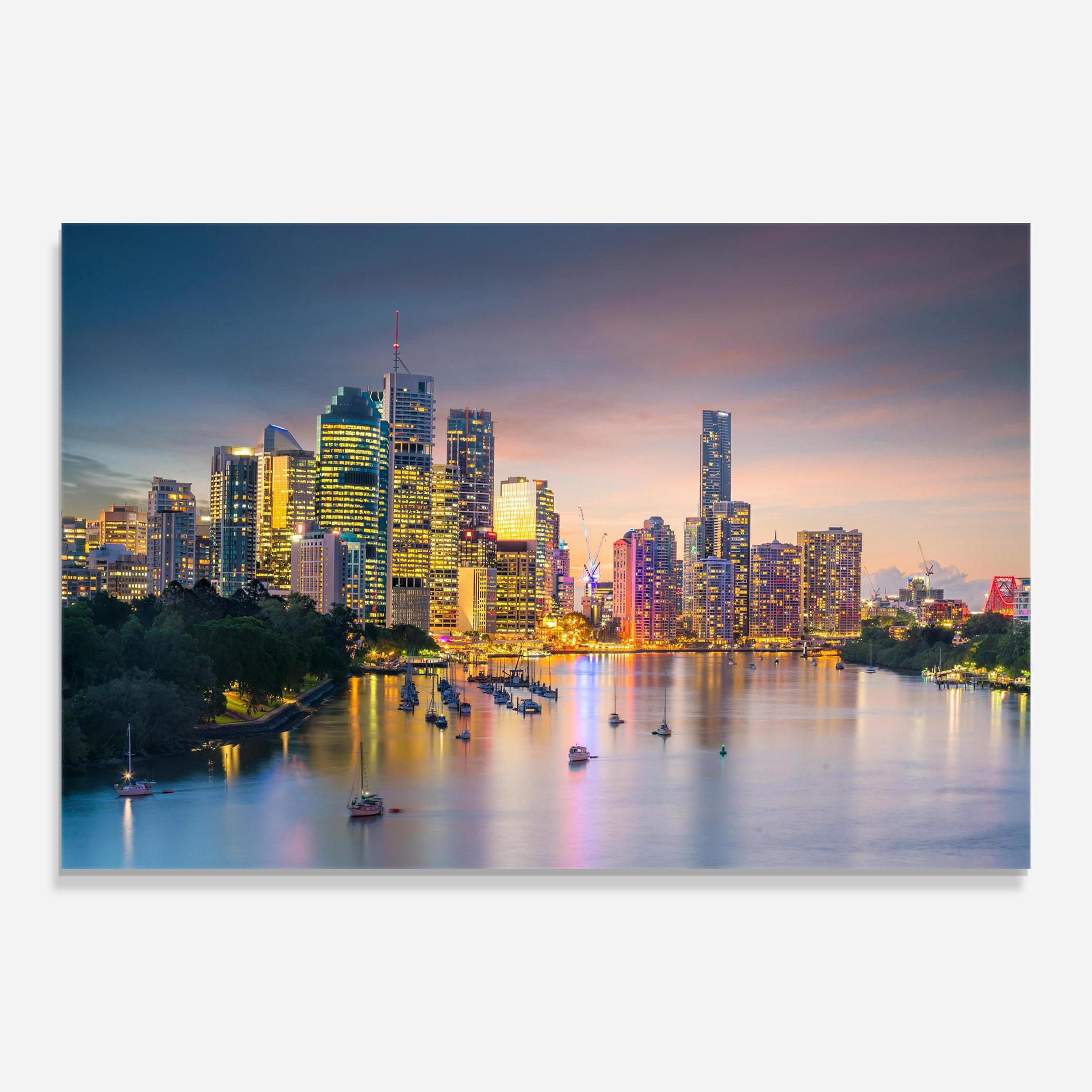 Glasbild Brisbane City Skyline mockup 0